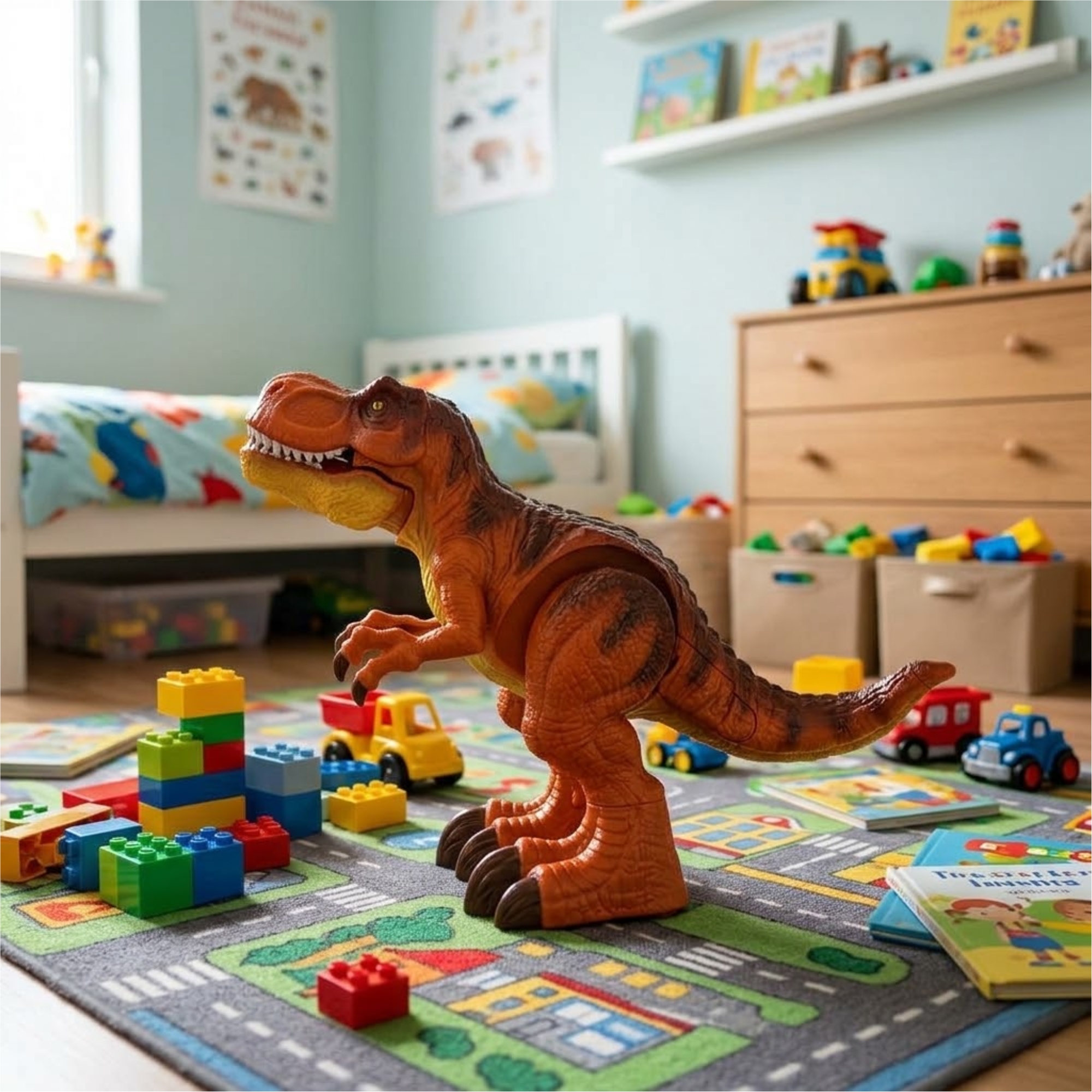 Boneco Dinossauro Interativo Jurassic Fun Tinirexy Marrom Multikids - BR2679