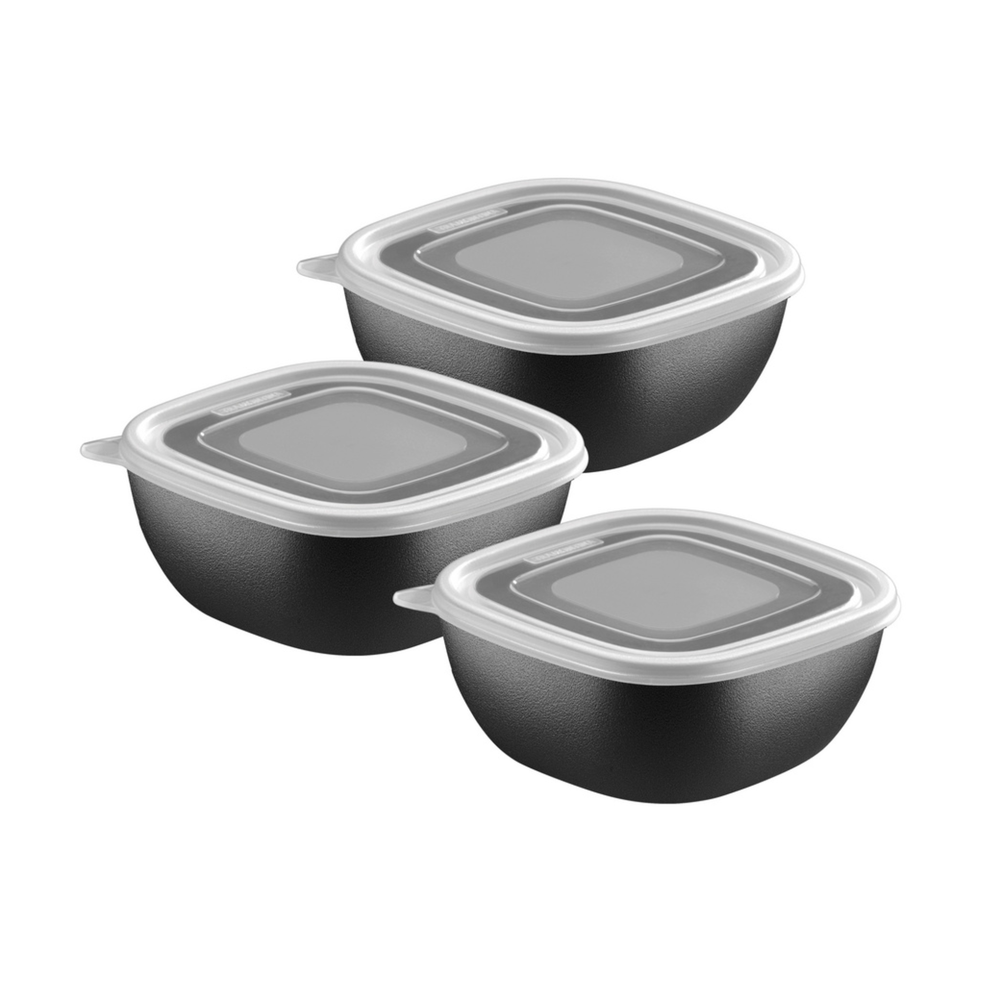 Jogo de Potes Mixcolor 3 Peças 600ml Preto com Tampa Tramontina - 25098002