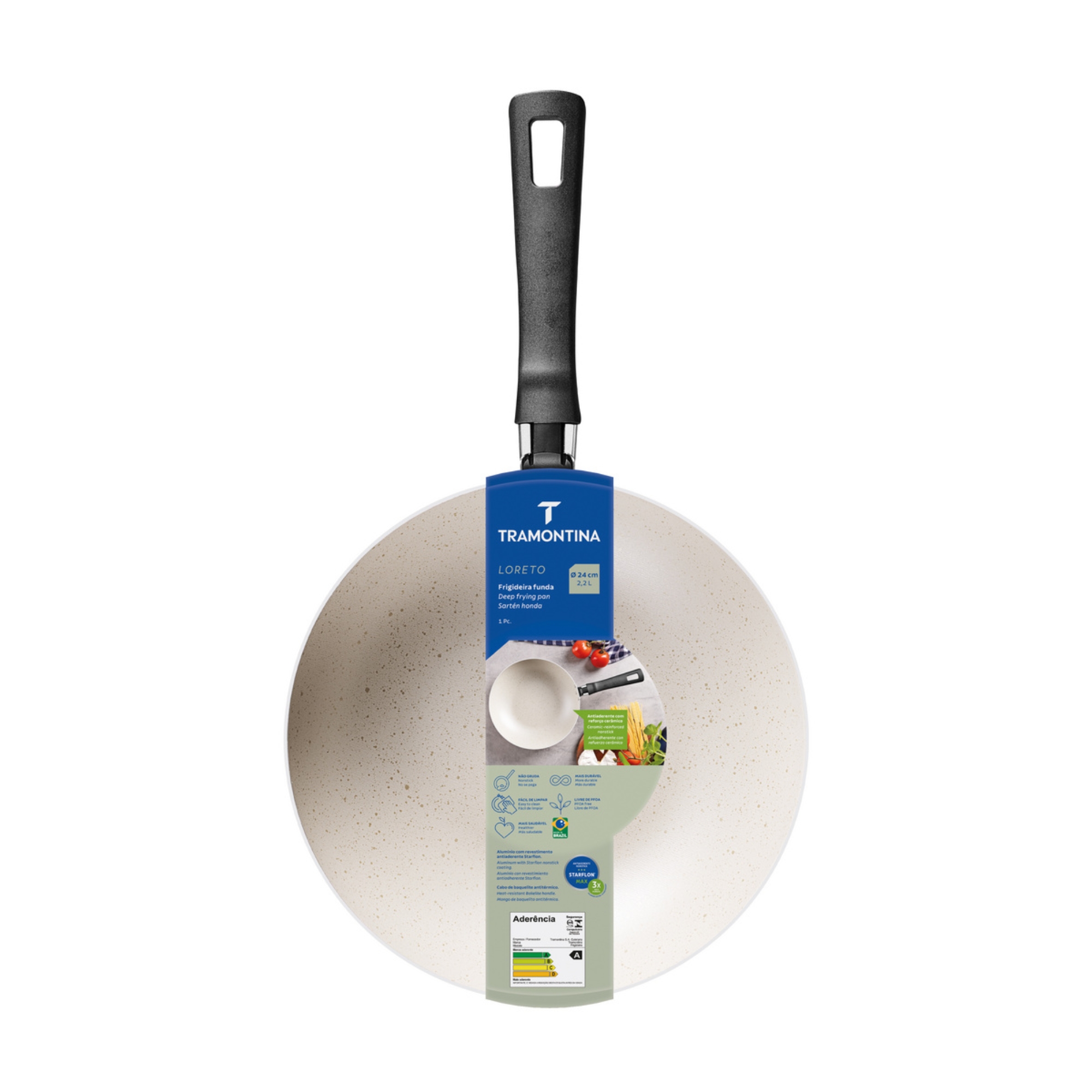 Frigideira Funda Loreto 24cm 2,2L Antiaderente Bege Tramontina - 27805343