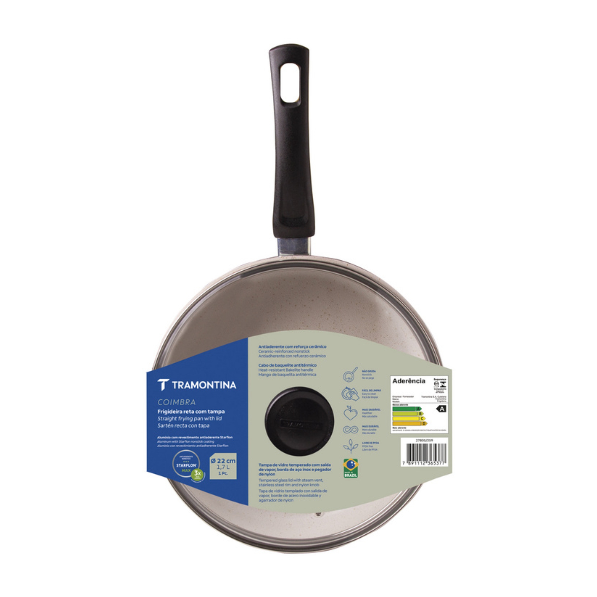Frigideira Reta Coimbra 22cm 1,7L Antiaderente Bege Tramontina - 27805359