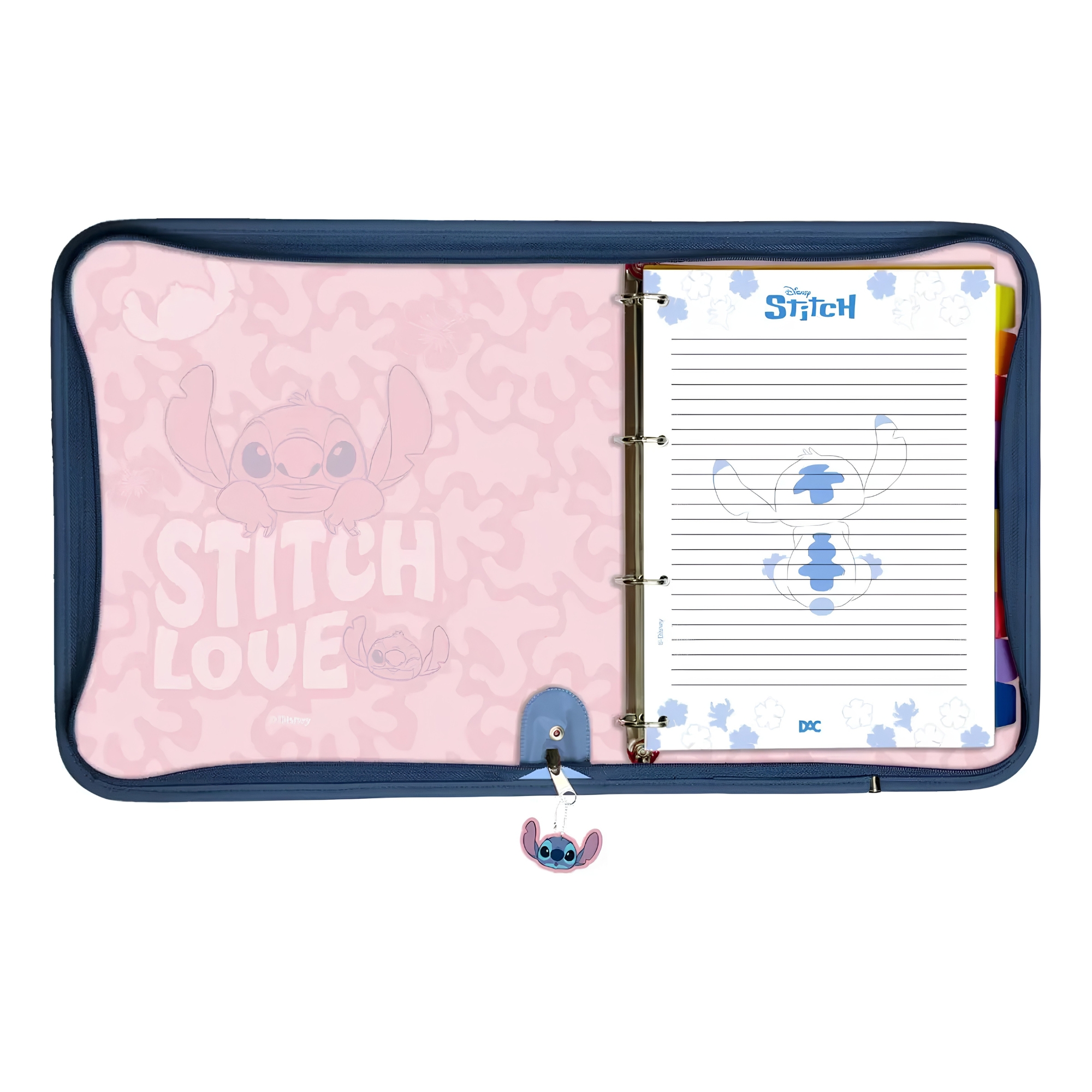 Kit Caderno Argolado Universitário e Estojo Fluffy Stitch DAC