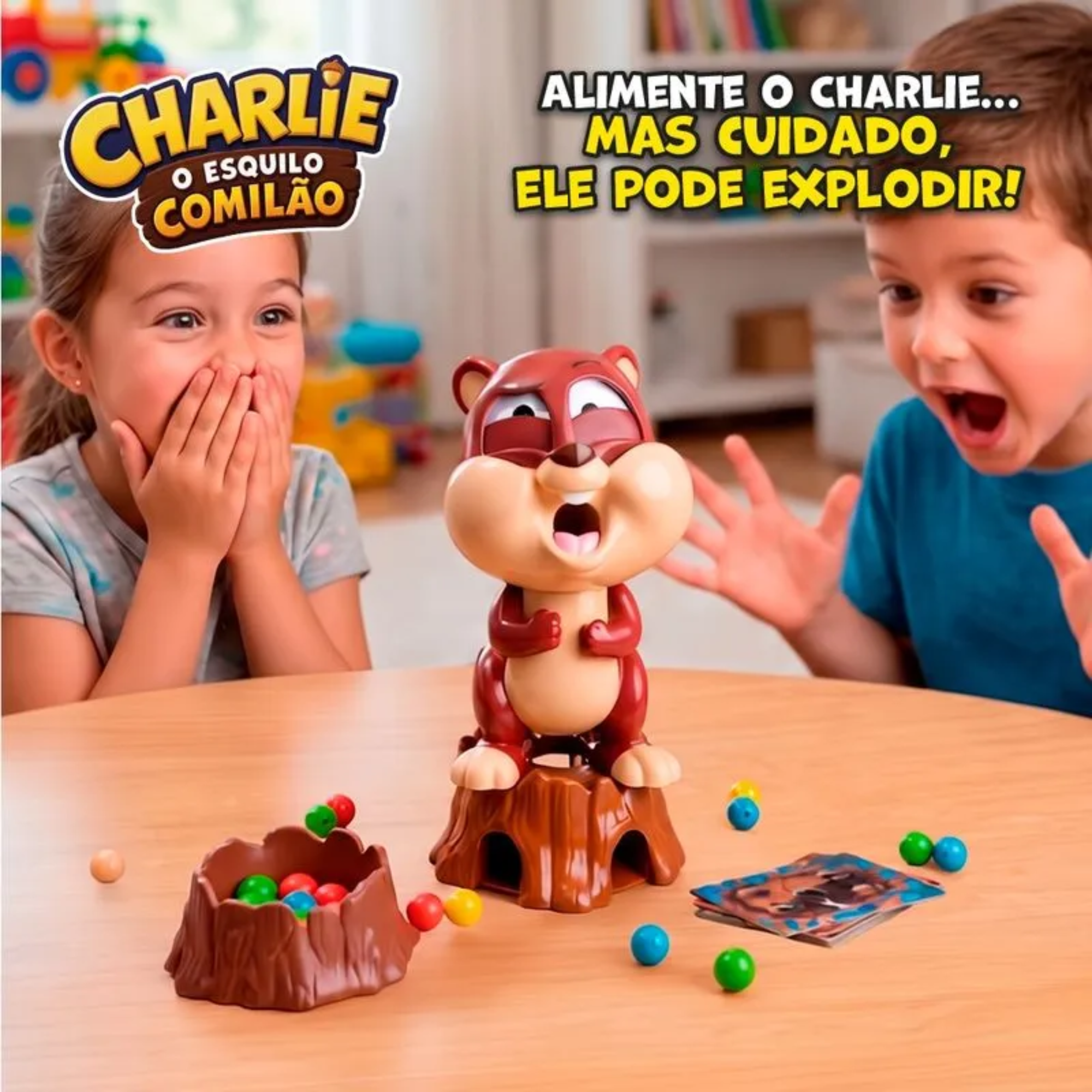 Jogo Charlie o Esquilo Comilão Infantil de Ação e Reflexos Multikids - BR2820