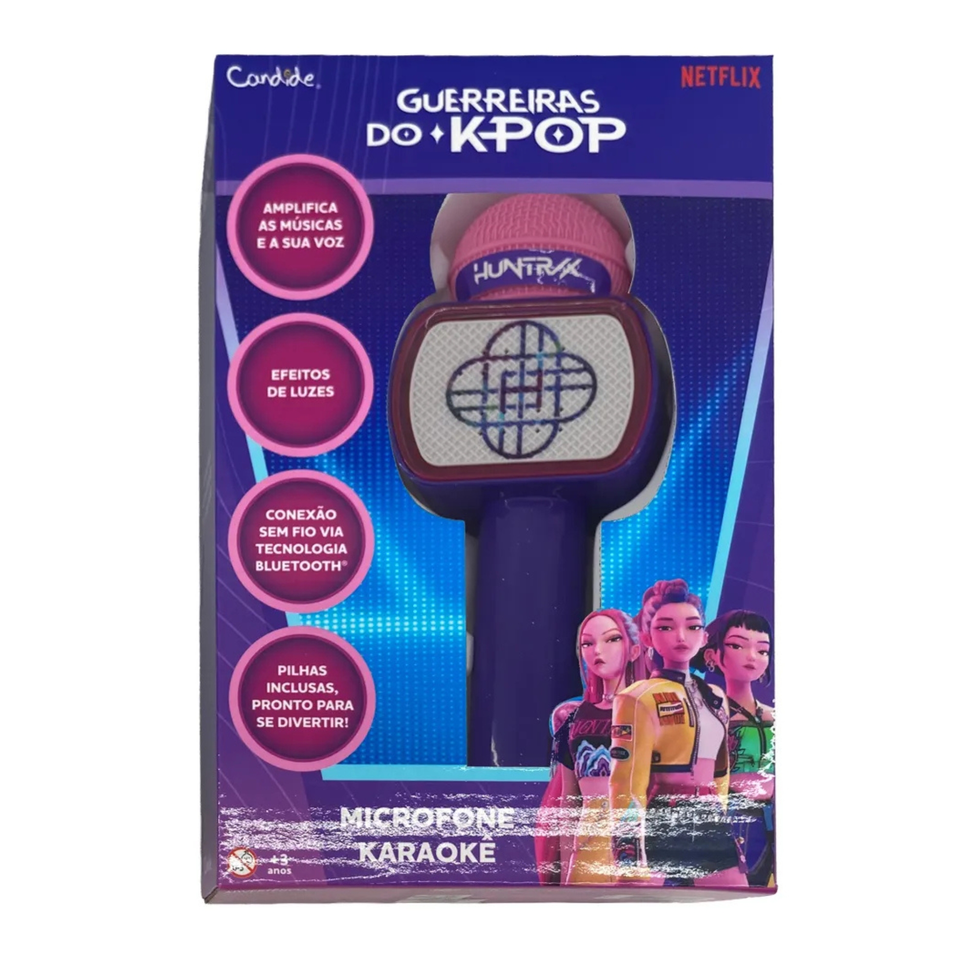 Microfone Musical Com Bluetooth - K-POP Demon Hunters (Bateria recarregável) Candide - 78072