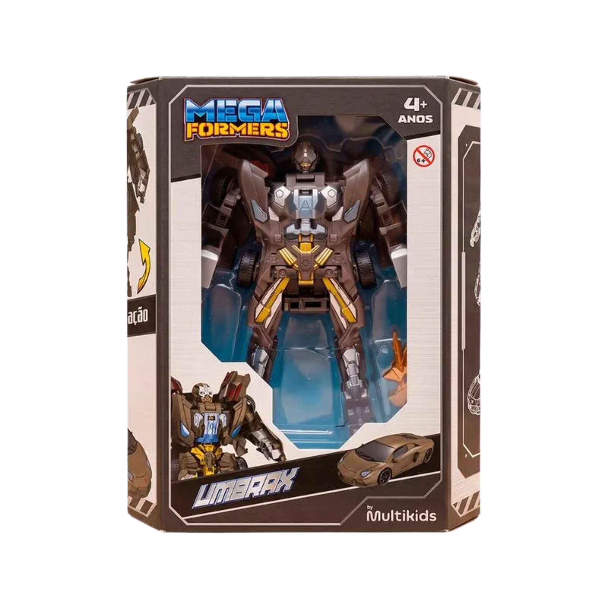 Robô Transformável Megaformers Umbrax Preto com Luz e Som Multikids - BR2670
