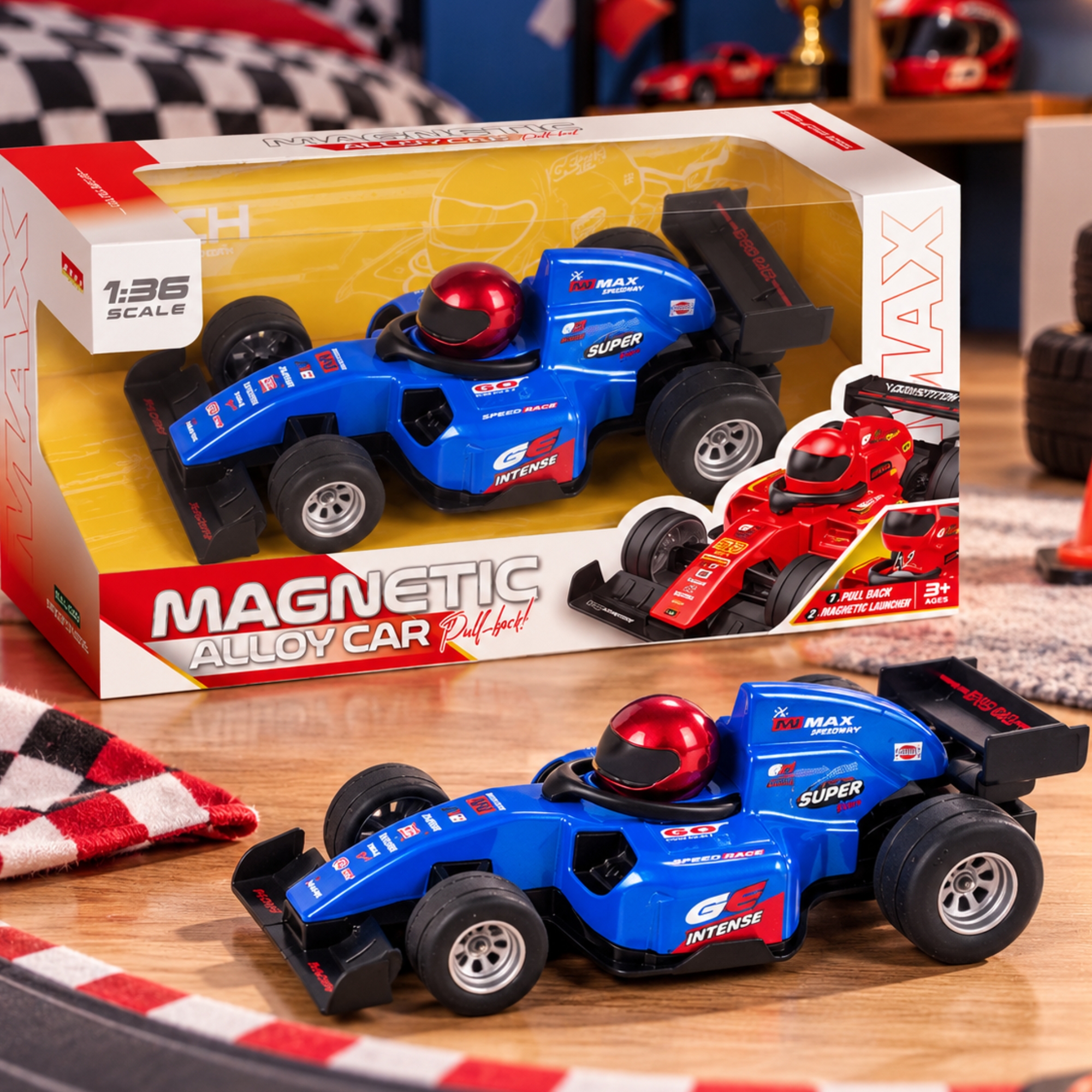 Carrinho de Fricção Blue Thunder Torque Turbo 1:36 Azul Multikids - BR2812
