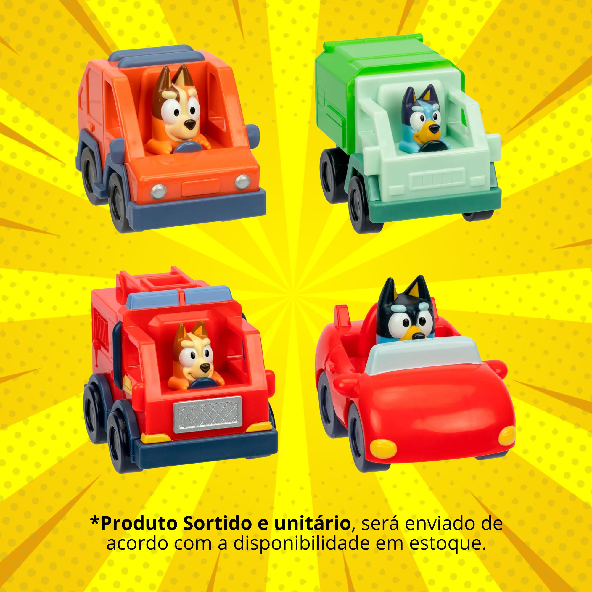 Mini Carrinho Bluey Sortido e Unitário Candide - 7961