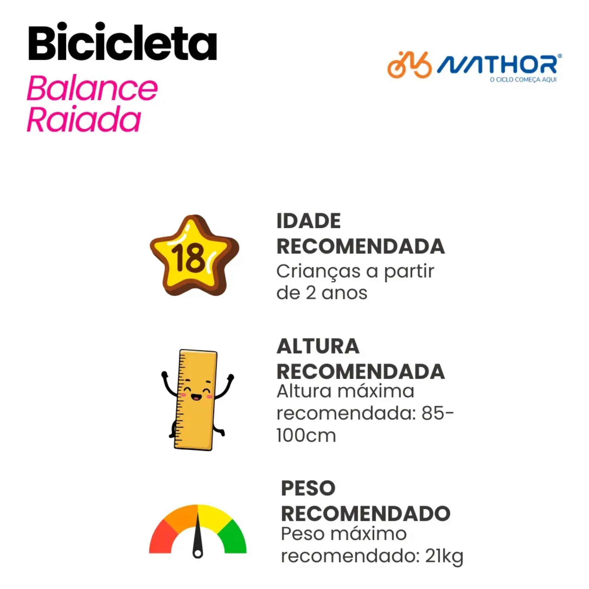 Kit Bicicleta Balance Raiada Rosa Aro 12 e Capacete Infantil Rosa Nathor