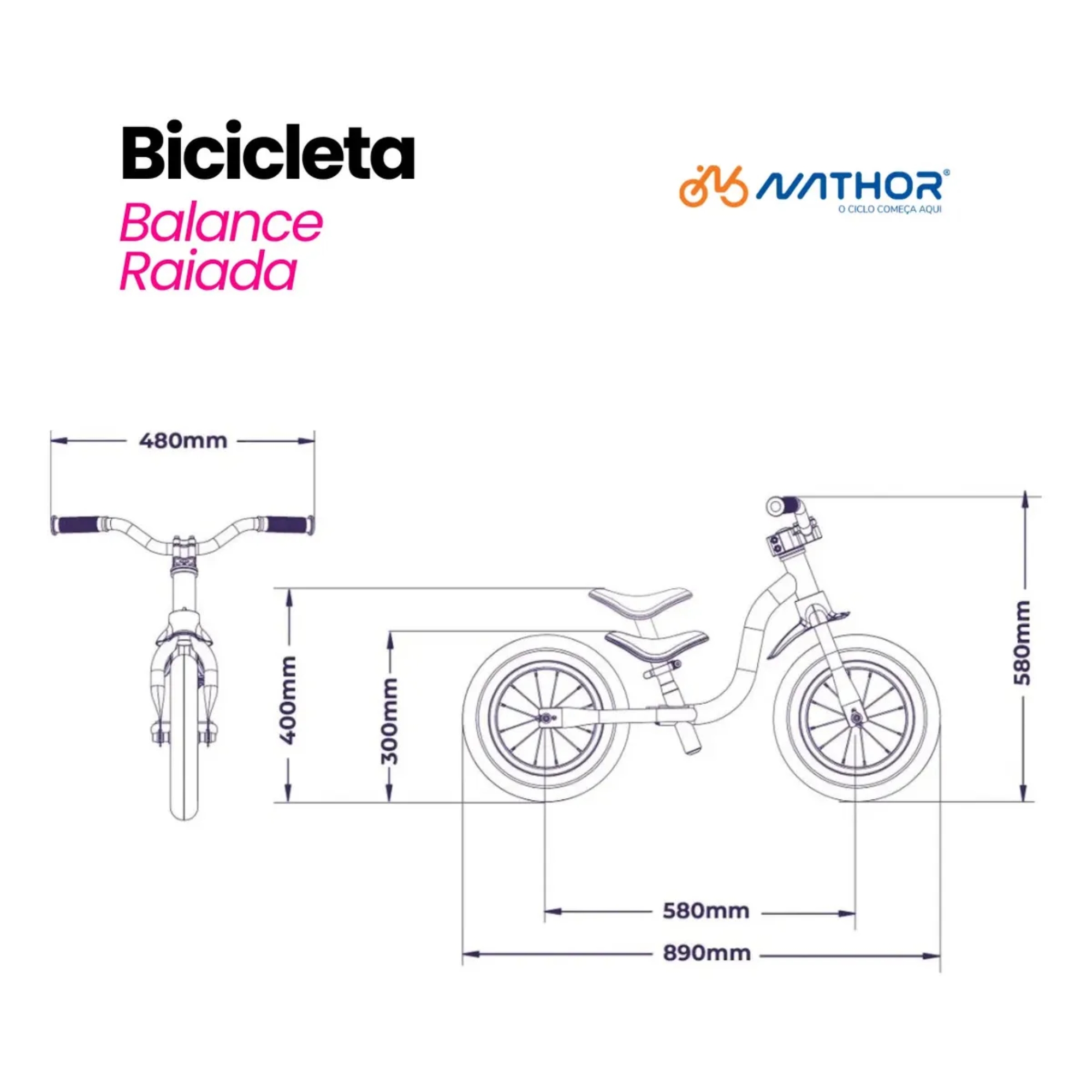 Kit Bicicleta Balance Raiada Rosa Aro 12 e Capacete Infantil Rosa Nathor