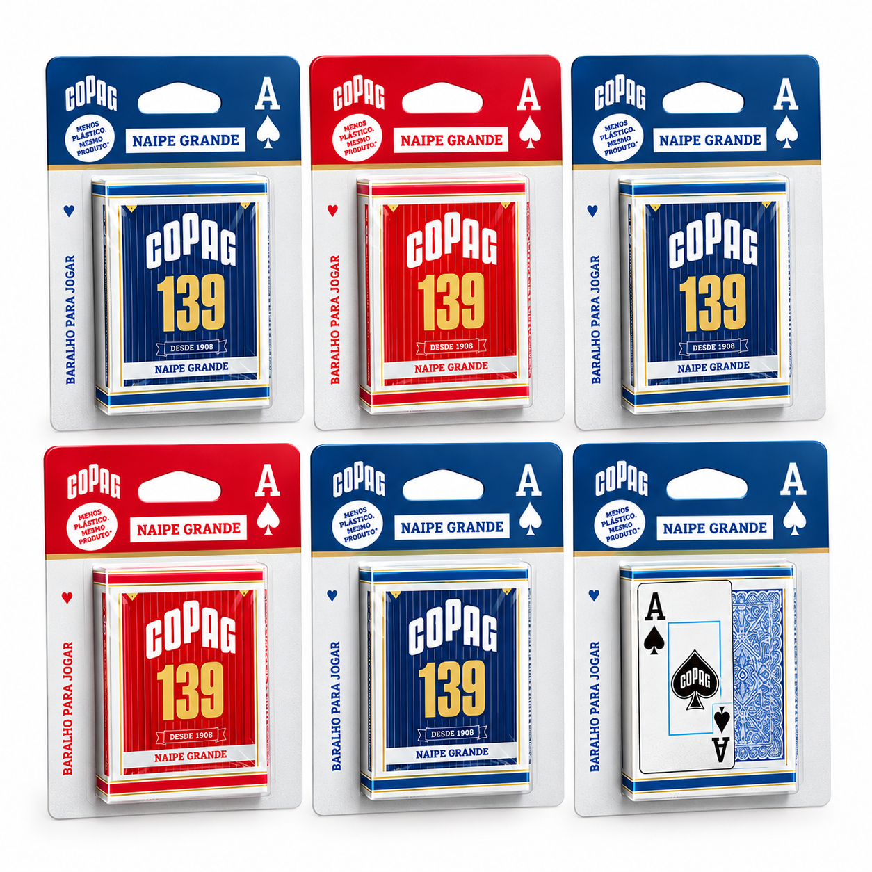 Kit 6 Baralhos 139 Naipe Grande 55 Cartas Copag - 36567 BLISTER