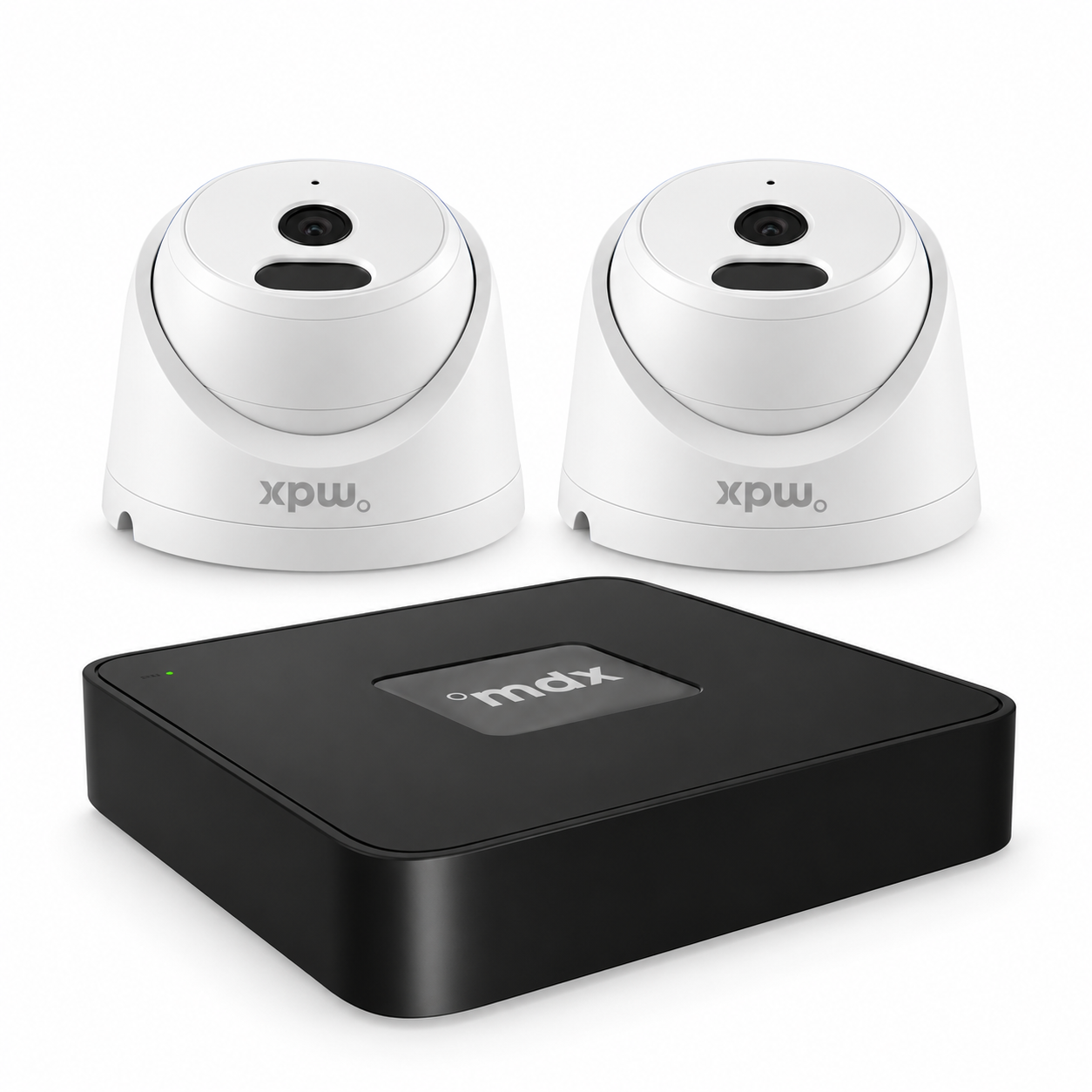 Kit Gravador NVR MDX 8 Canais PoE + 2 Câmeras Dome IP 2MP com Áudio