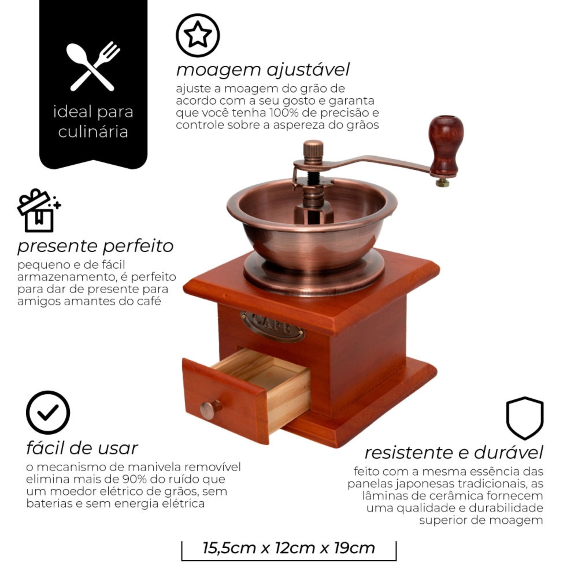 Moedor de Café Manual Brown Retrô Marrom Mimo Style - 7264