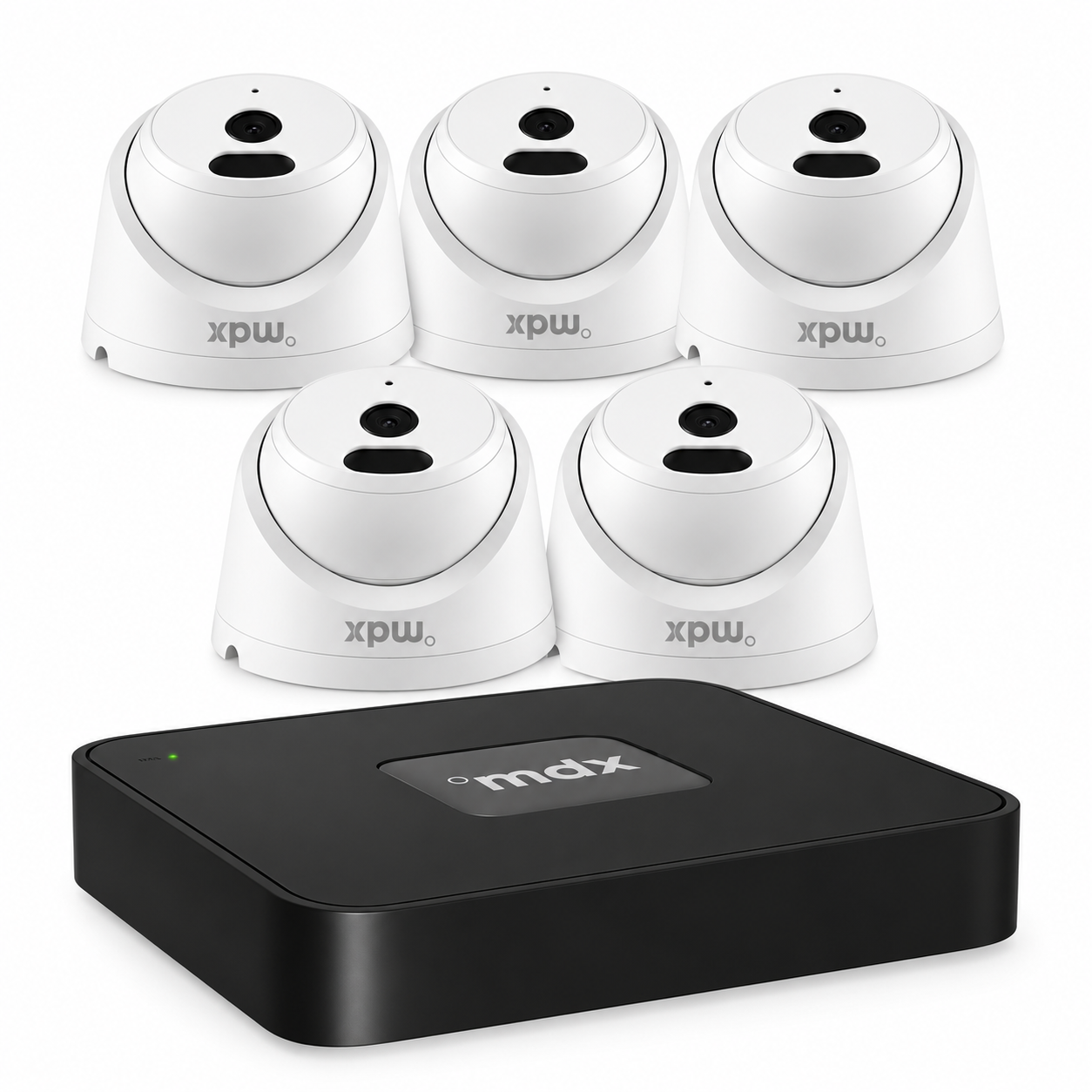 Kit Gravador NVR MDX 8 Canais PoE + 5 Câmeras Dome IP 2MP com Áudio