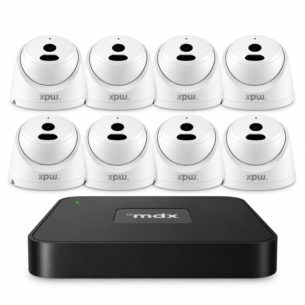 Kit Gravador NVR MDX 8 Canais PoE + 8 Câmeras Dome IP 2MP com Áudio