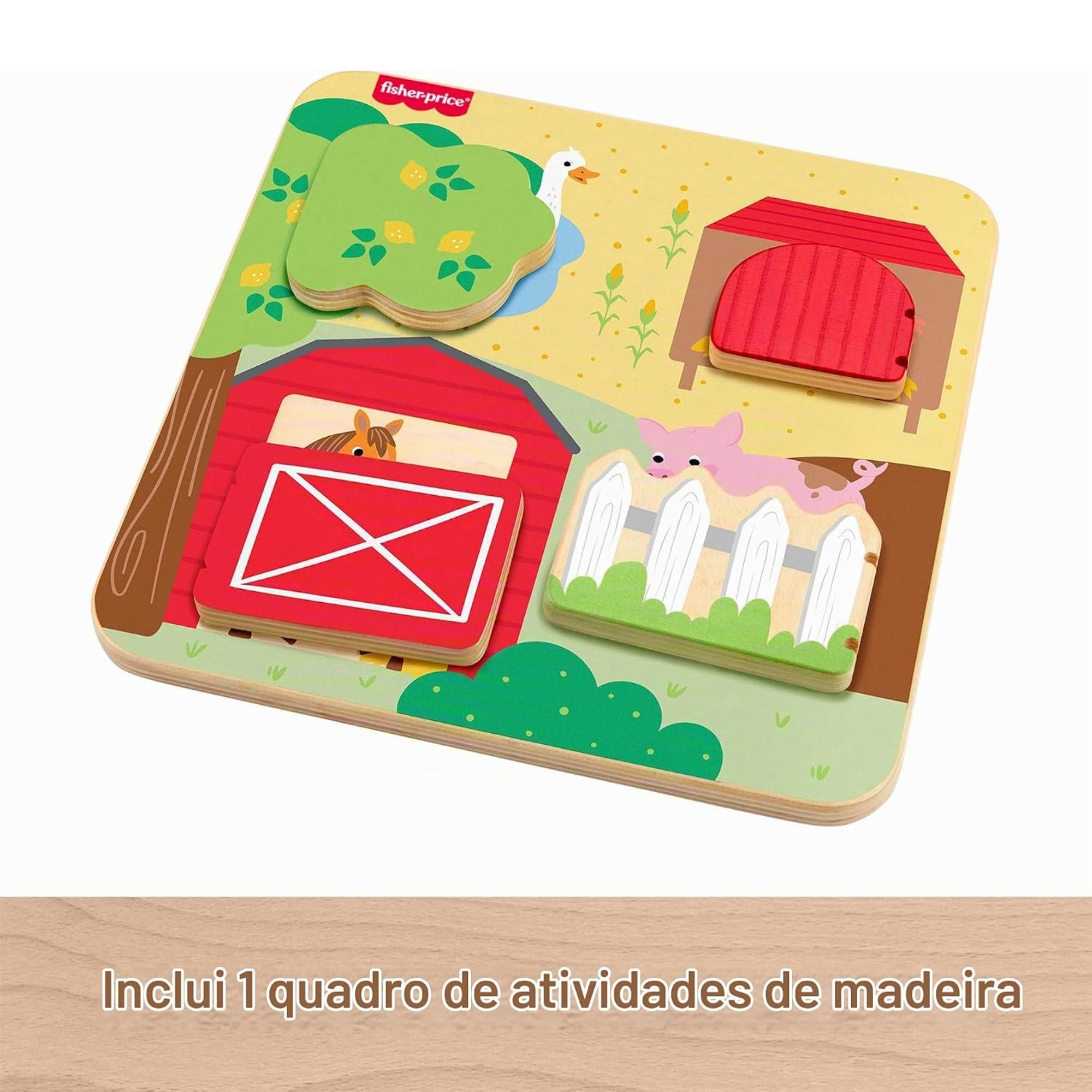 Painel Animaizinhos da Granja Brinquedo de Madeira Fisher-Price JCY33 Mattel - 916728