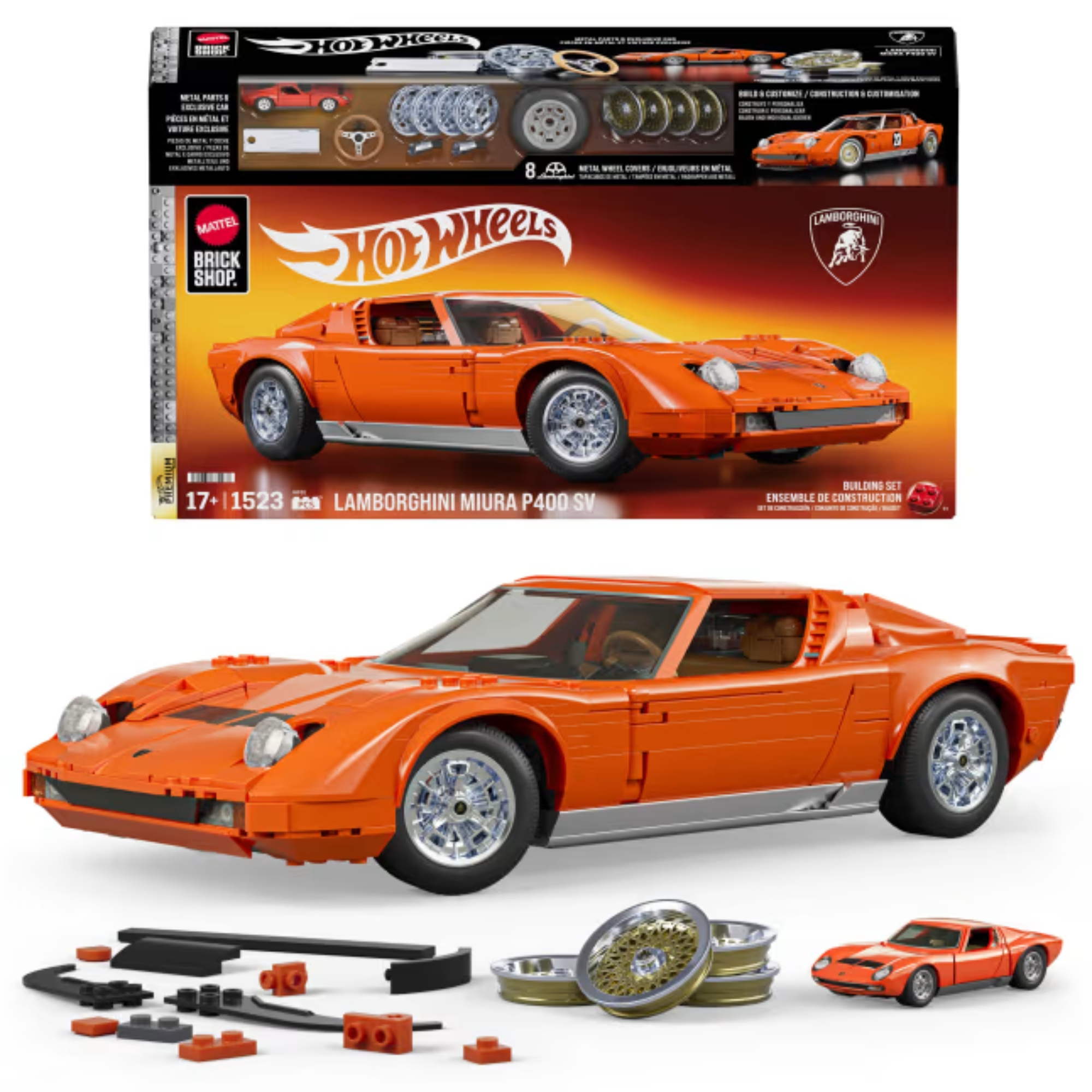 Jogo de Construção Premium Lamborghini Miura P400 SV Hot Wheels Mattel - 927149