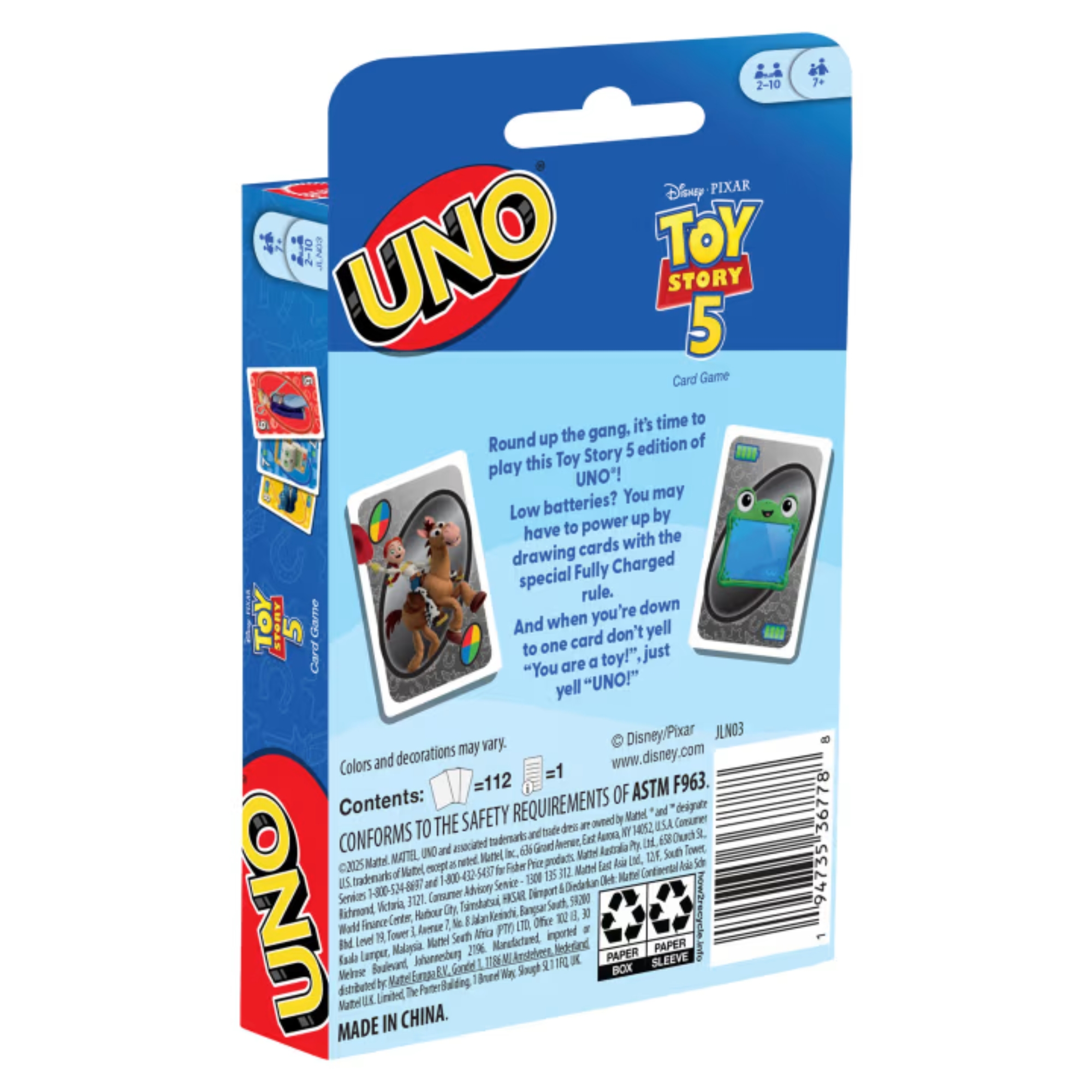 Jogo Uno Toy Story 5 c/ 112 cartas Mattel - 927280