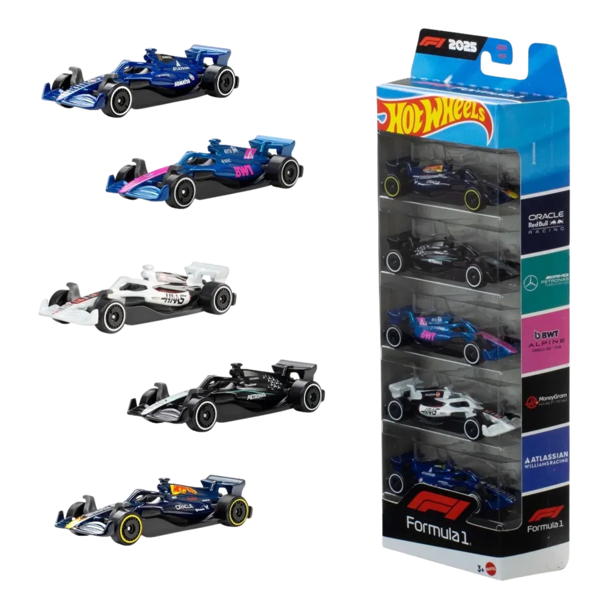 Kit 5 Carrinhos Hot Wheels Fórmula 1 Diecast Mattel - 926859
