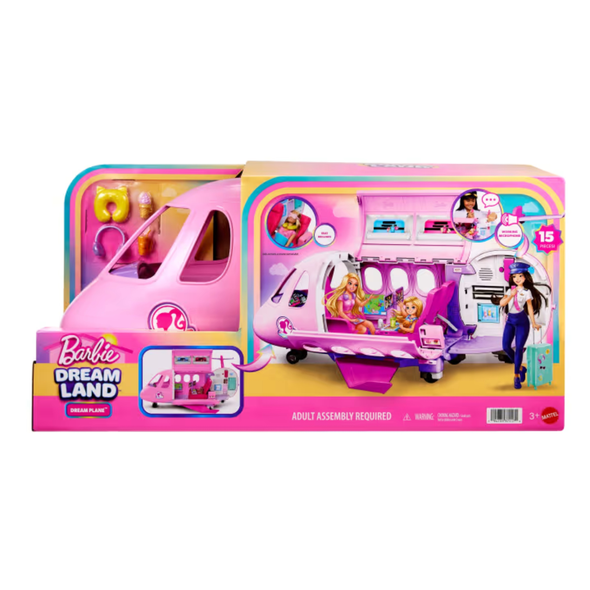 Brinquedo Avião dos Sonhos Barbie com Sons e Acessórios - Mattel JLW92