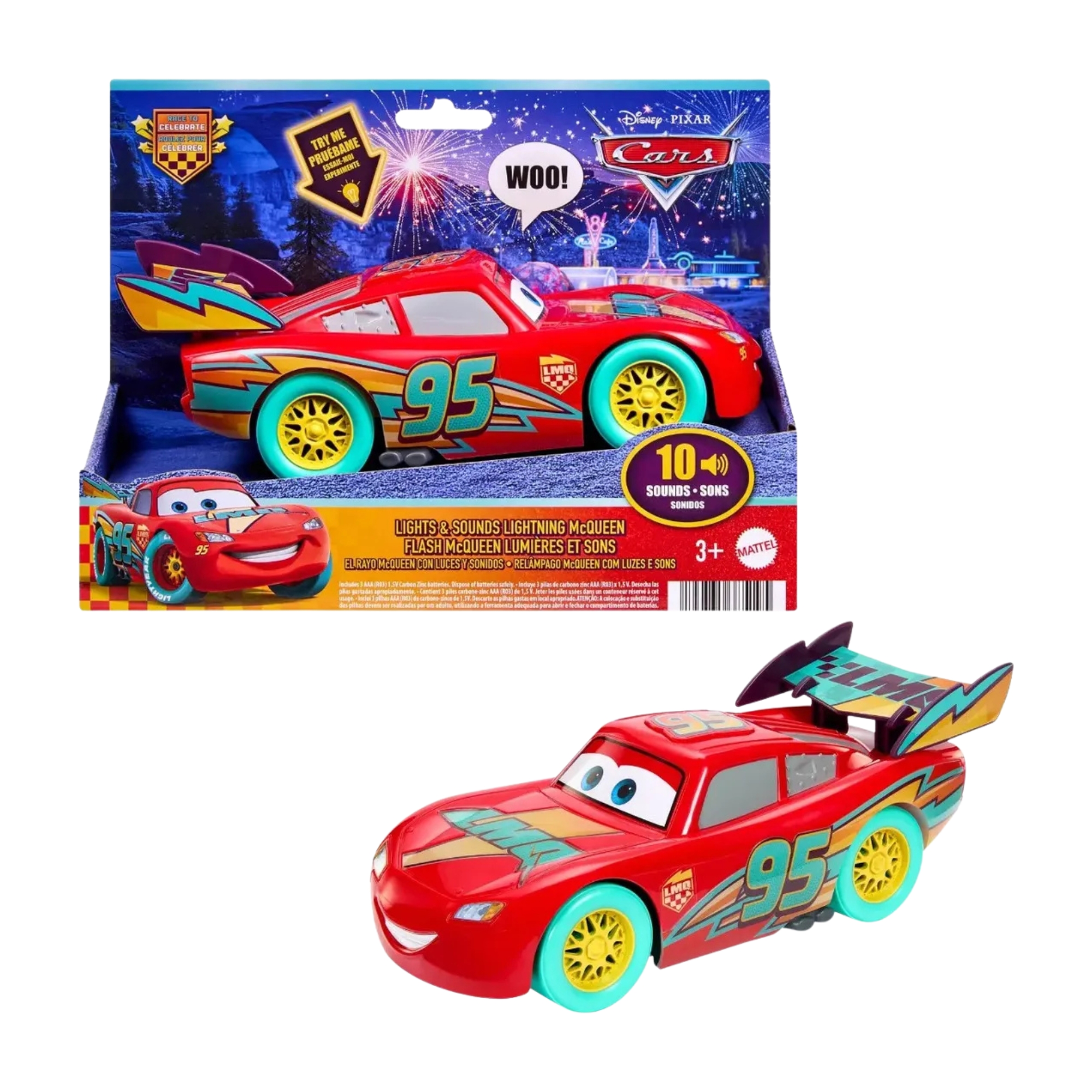 Brinquedo Disney Pixar Carros Relâmpago Mcqueen c/ Luz e Som Mattel - 927050