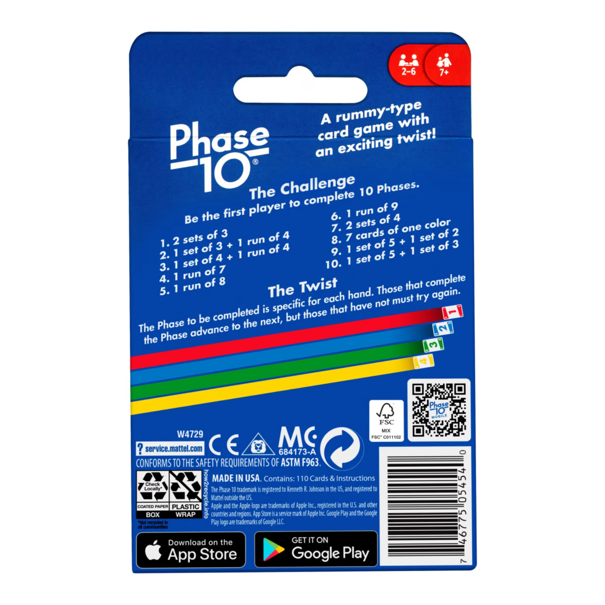 Jogo de Cartas Phase 10 - Estratégia e Diversão c/ 108 cartões Mattel - 913556