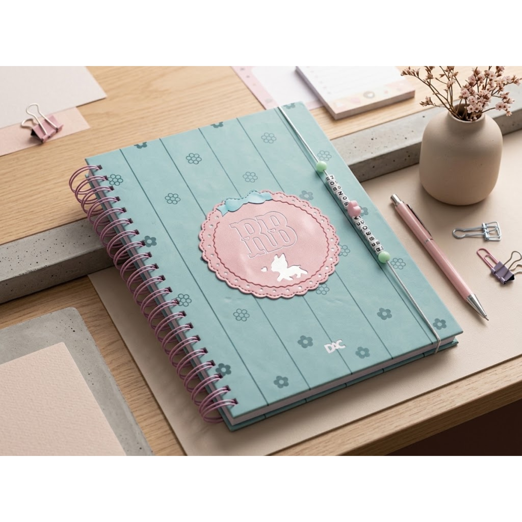 Caderno Universitário Smart RB 80 Folhas Capa PU cor Verde Água DAC - 5939