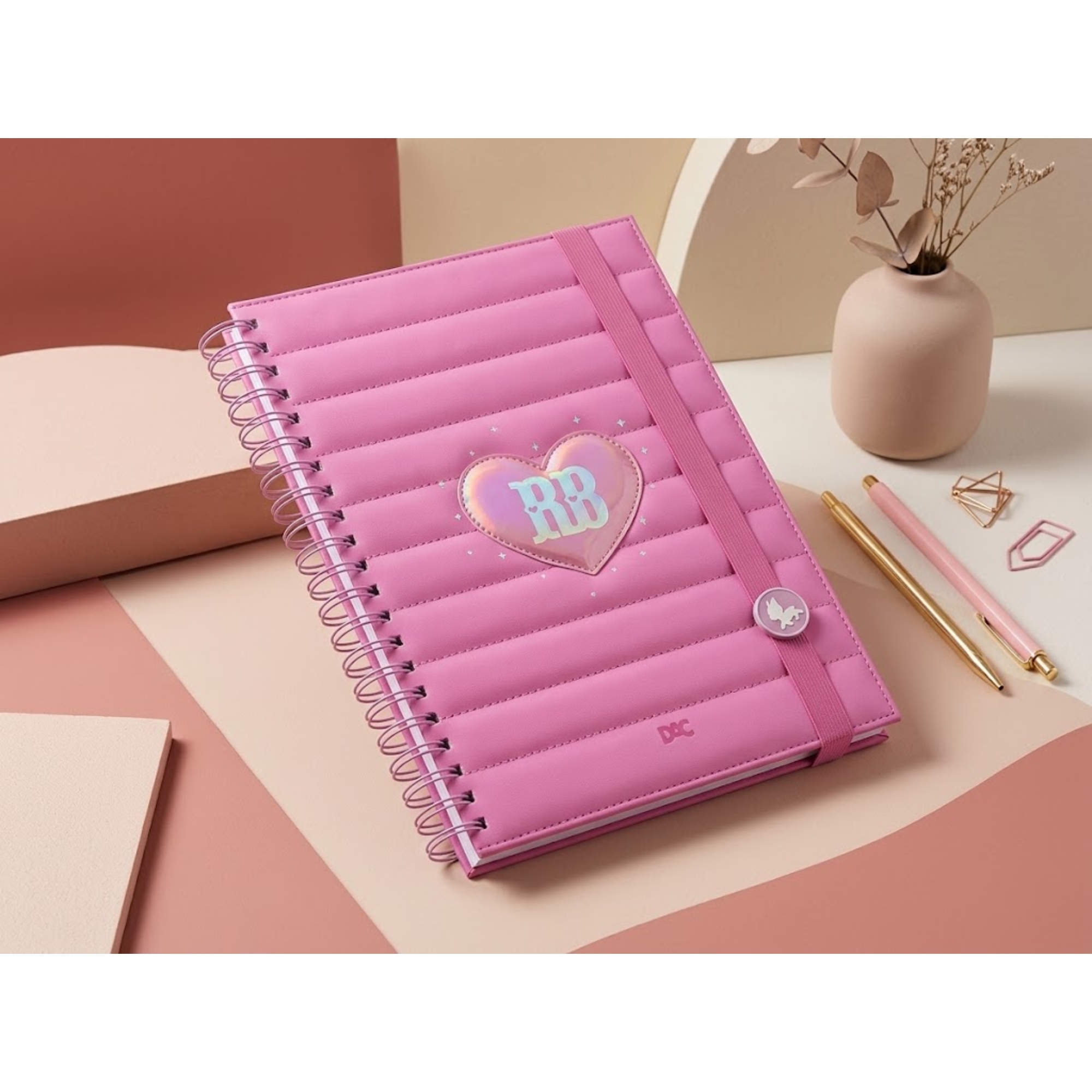 Caderno Universitário Smart RB 80 Folhas Capa em PU na cor Rosa DAC - 5937