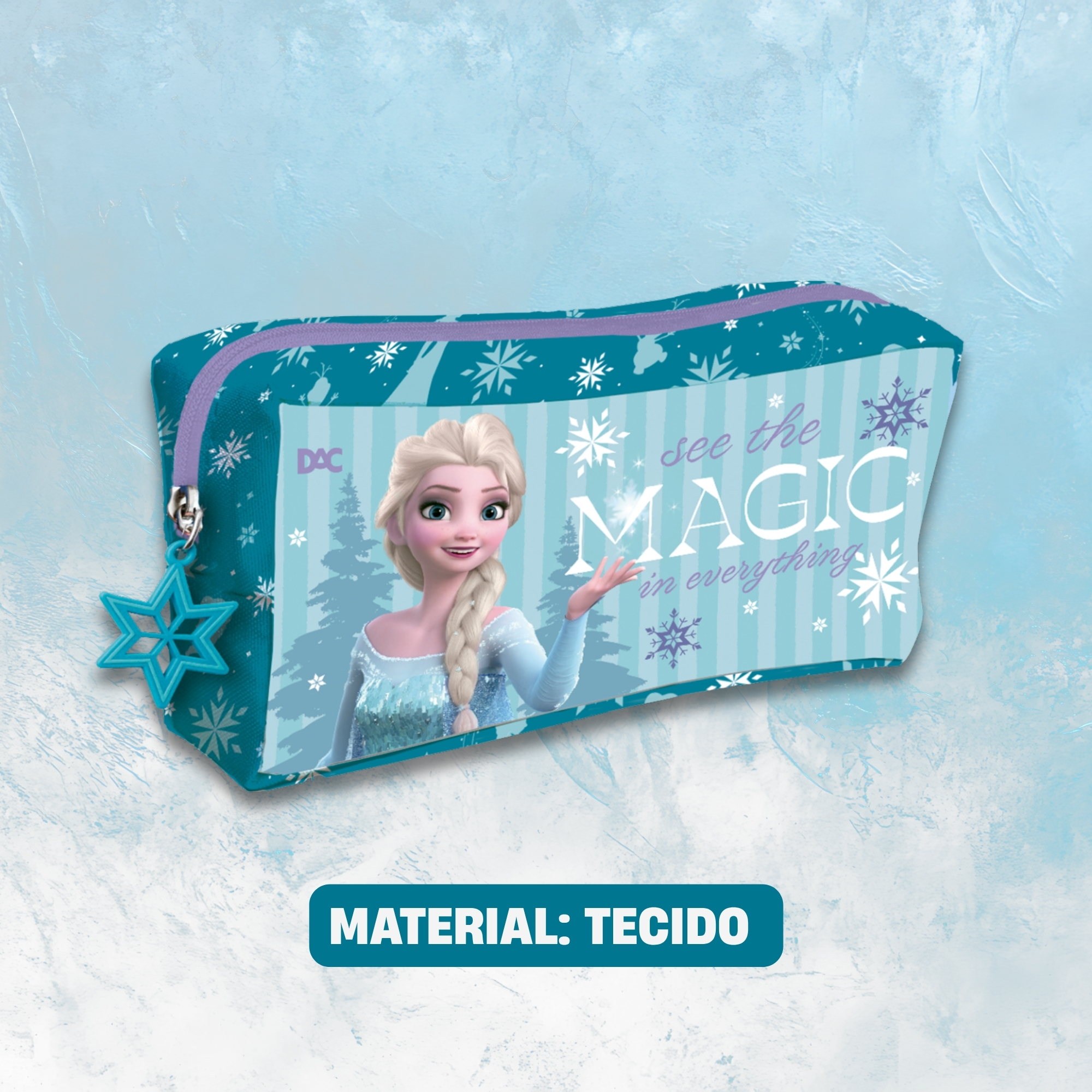 Estojo Escolar Frozen Elsa em Tecido com Zíper DAC - 5728