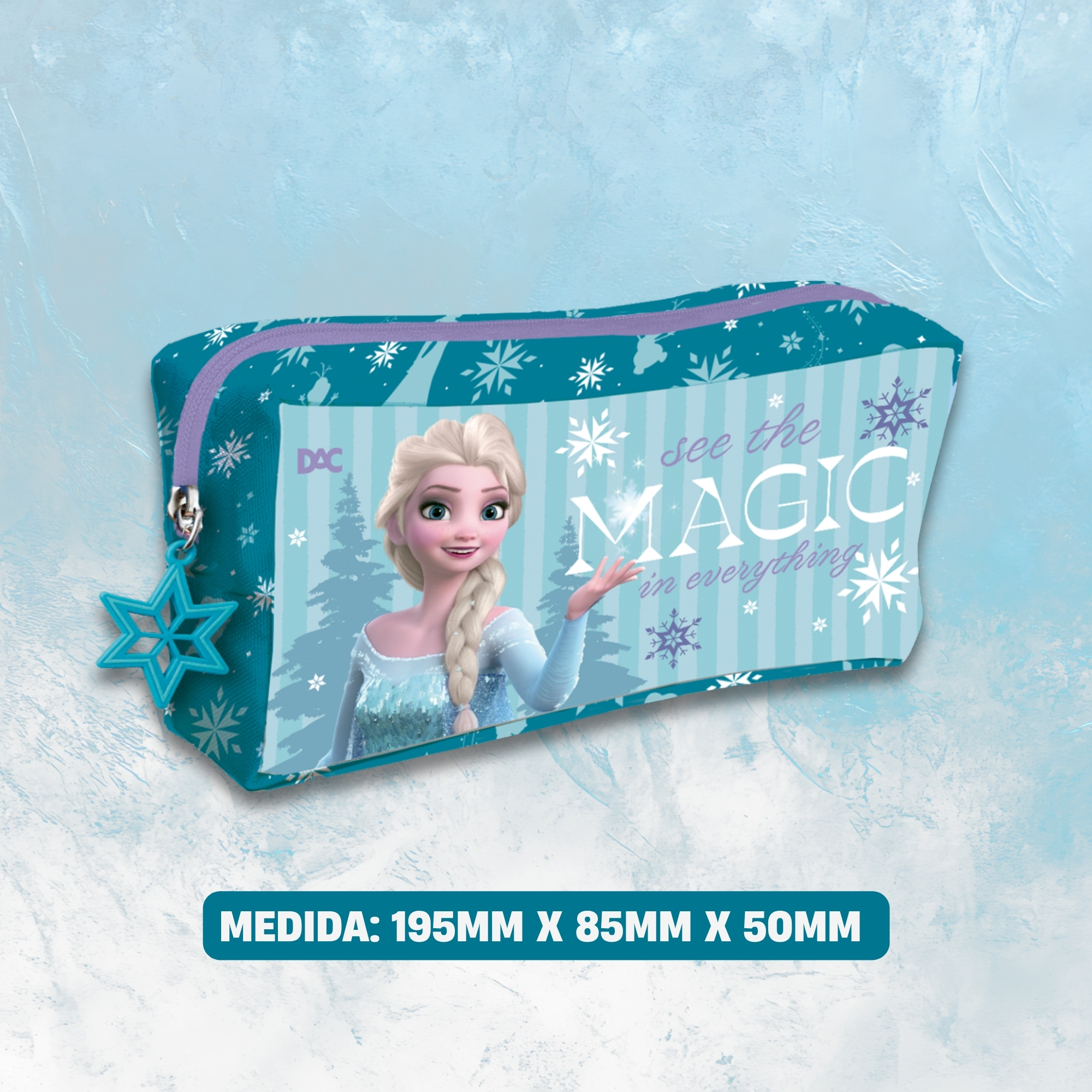 Estojo Escolar Frozen Elsa em Tecido com Zíper DAC - 5728