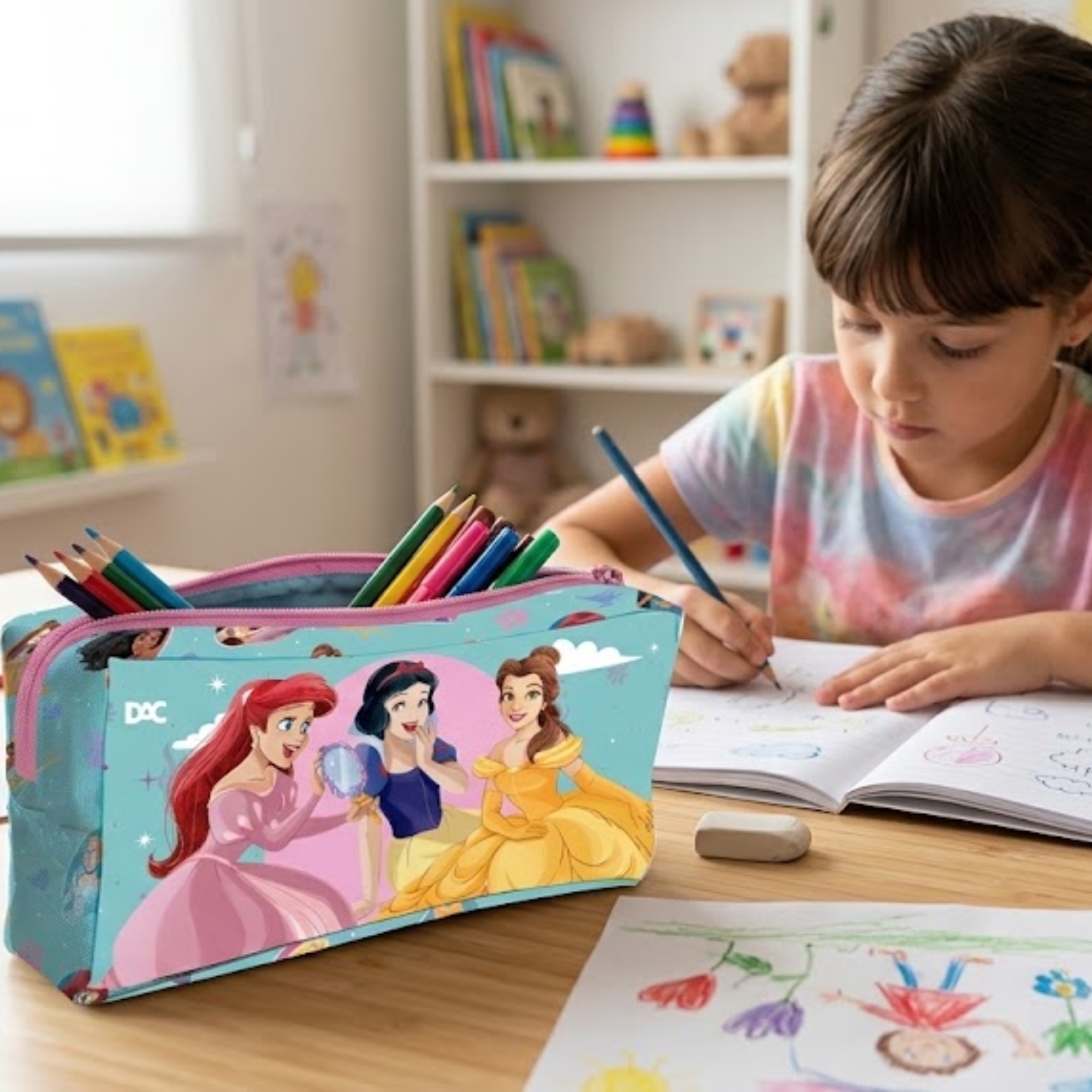 Estojo Escolar Princesas Disney em Tecido com Zíper DAC - 5769
