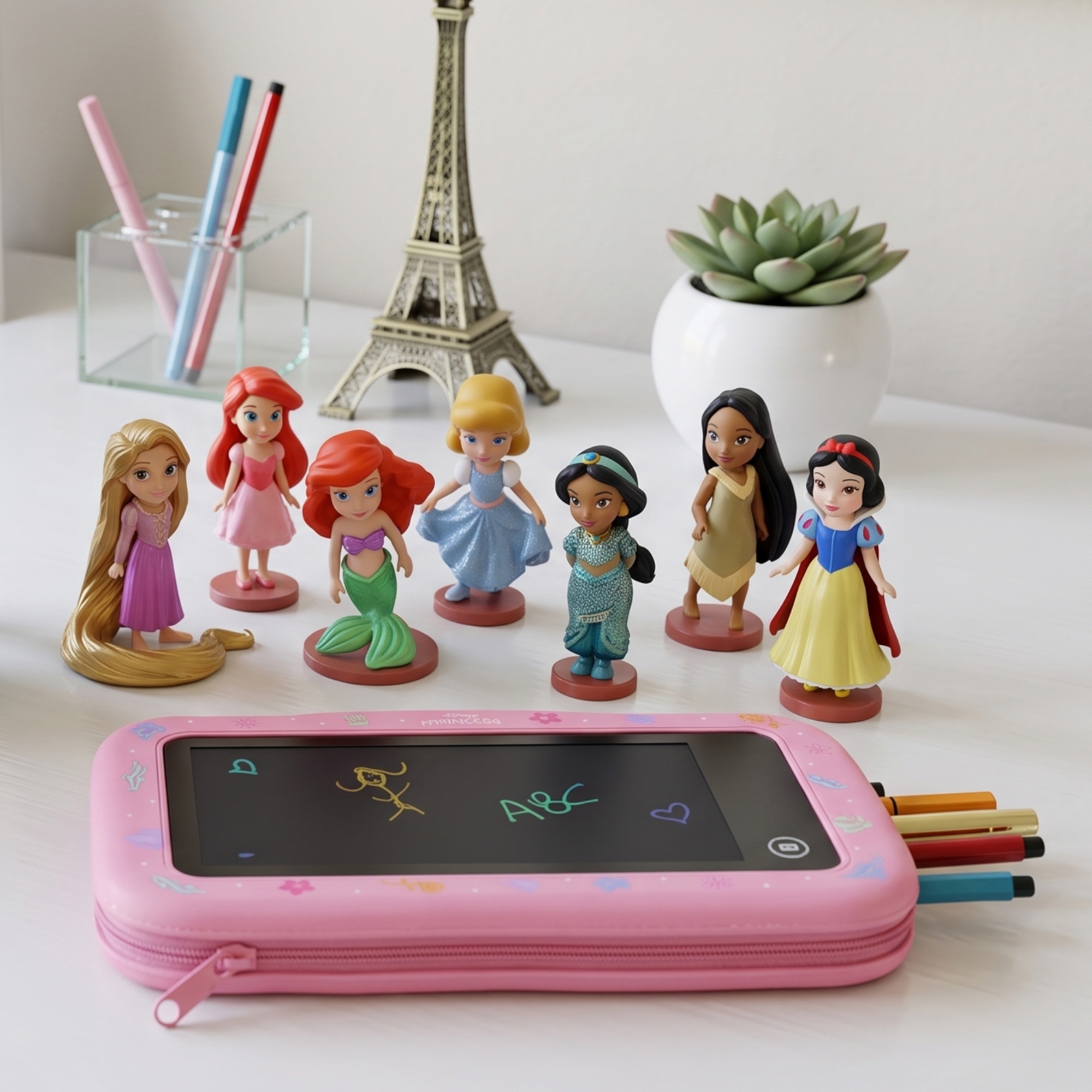 Estojo com Lousa Mágica Princesas Disney c/ Caneta de Desenho DAC - 5777