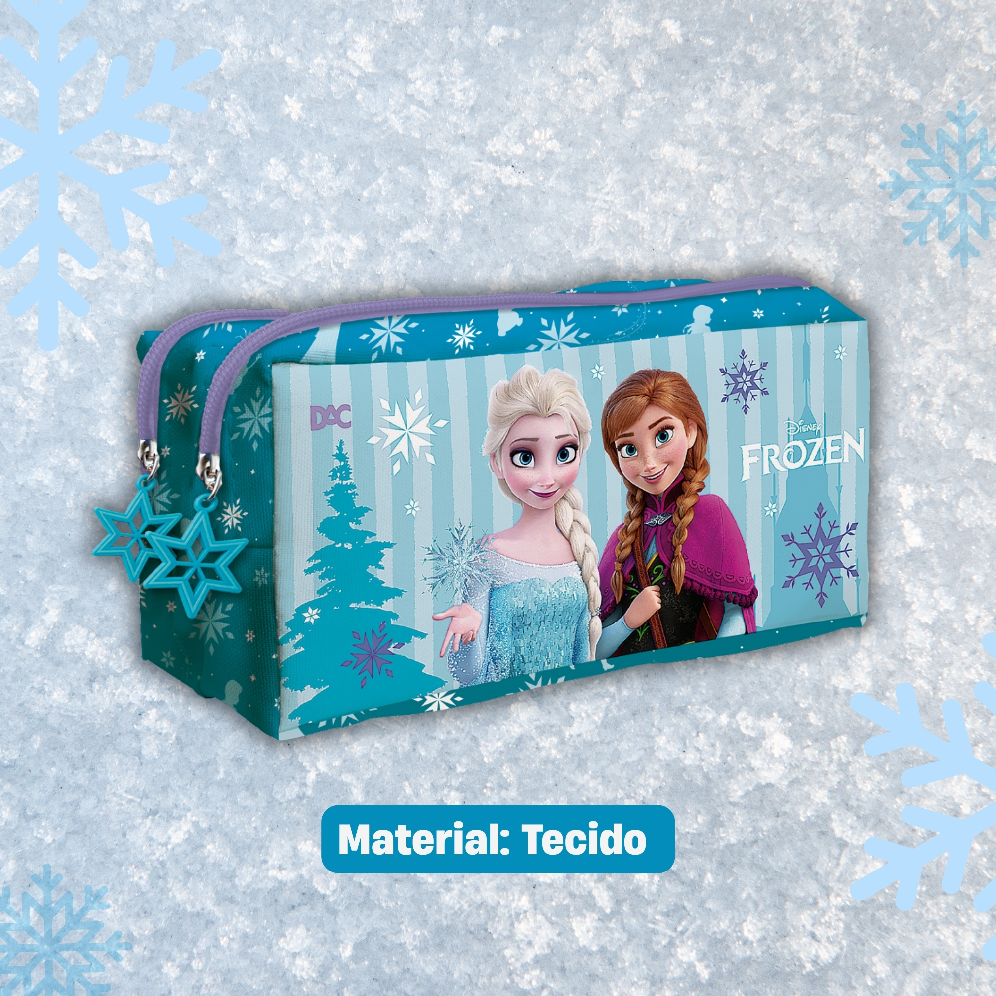 Estojo Duplo Frozen 2 Compartimentos com Zíper - DAC 5729