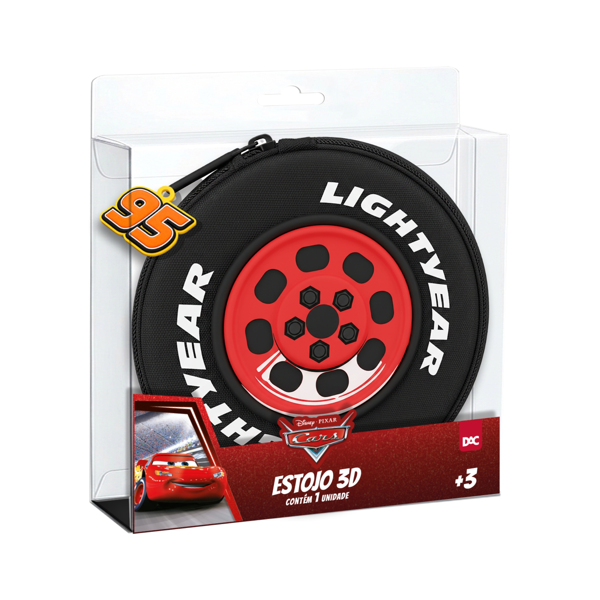 Estojo Escolar 3D Pneu Relâmpago McQueen Carros DAC - 5721