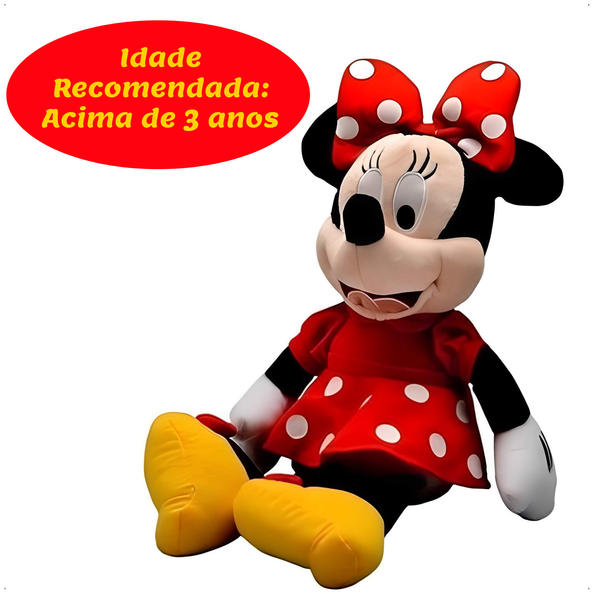 Brinquedo Infantil Pelúcia Minnie Vermelha 33cm Com Som Poliéster Multikids - BR333