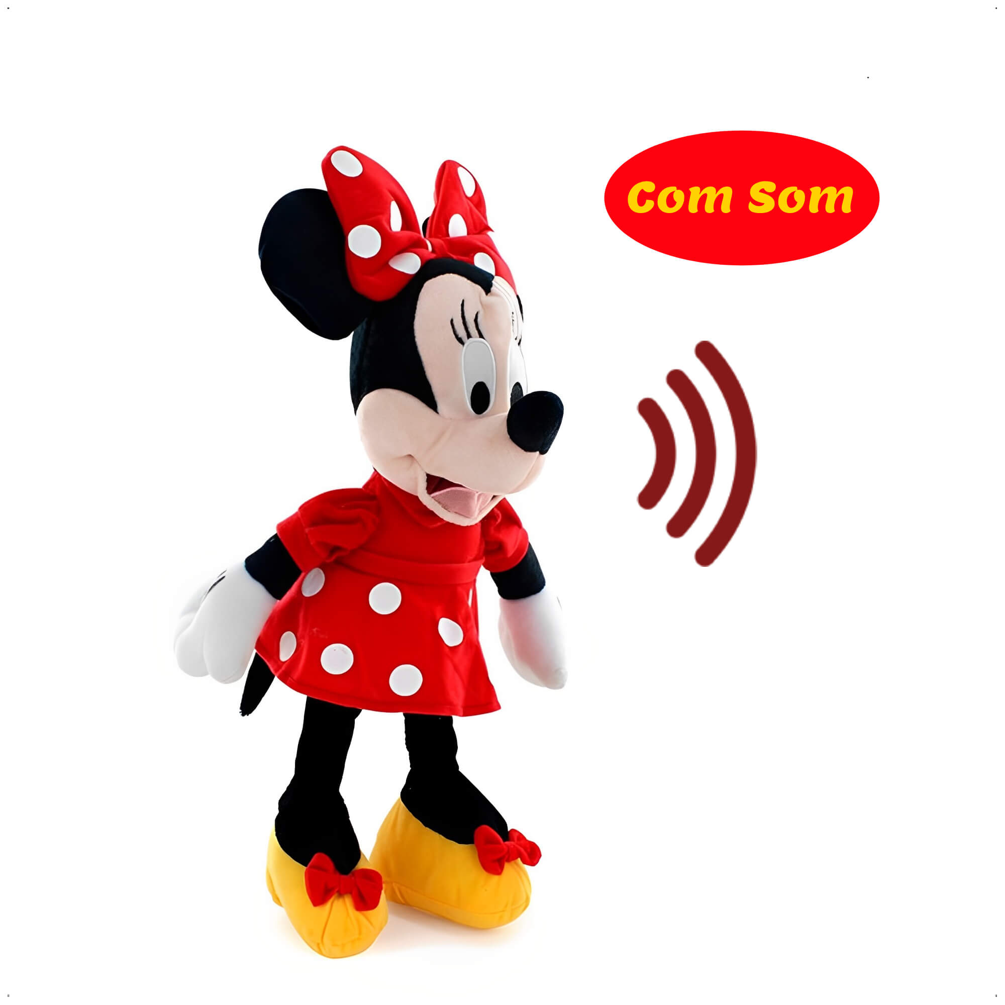 Brinquedo Infantil Pelúcia Minnie Vermelha 33cm Com Som Poliéster Multikids - BR333