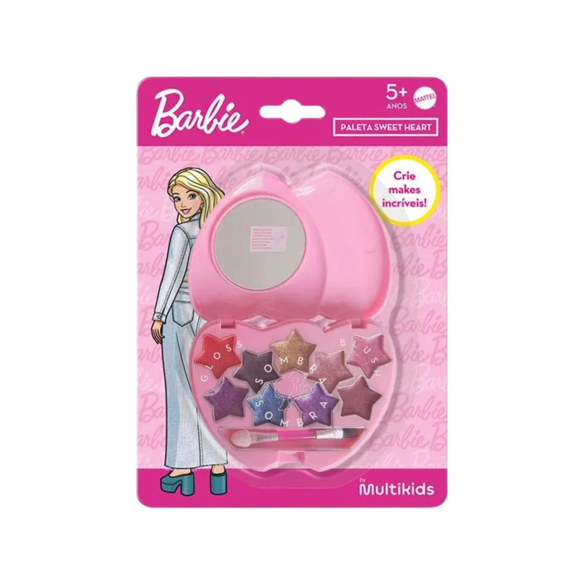 Kit Maquiagem Barbie Multikids - Paleta + Glosses