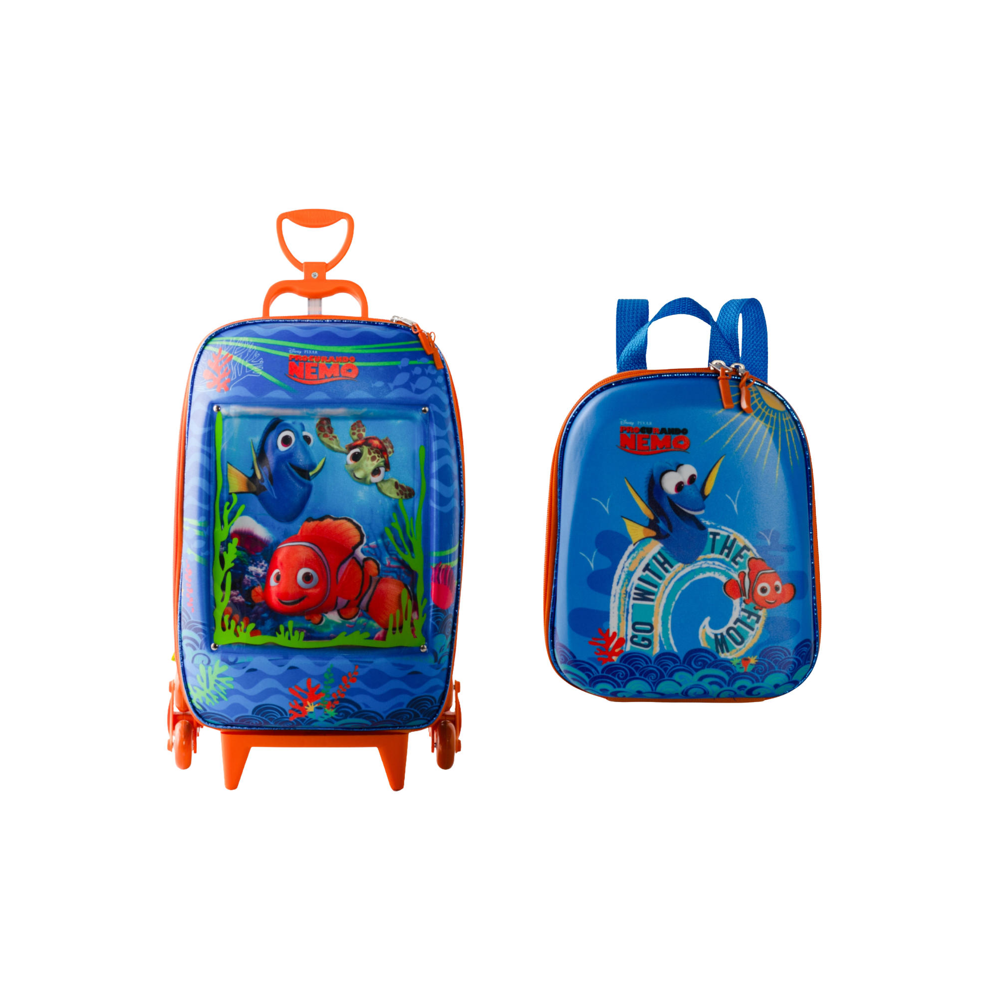 Kit Mochilas e Mala de Rodinha Procurando Nemo