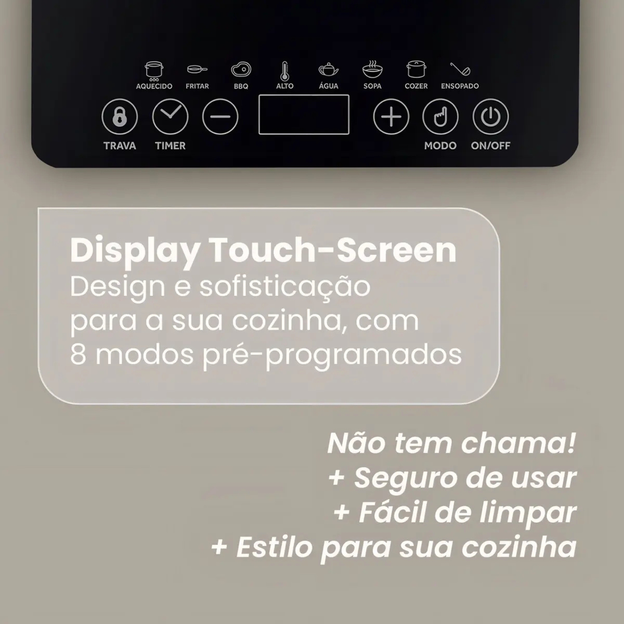 Cooktop Indução ACKI01I 1 Boca C/ Controle Temperatura 1200W 127V Agratto - 14464