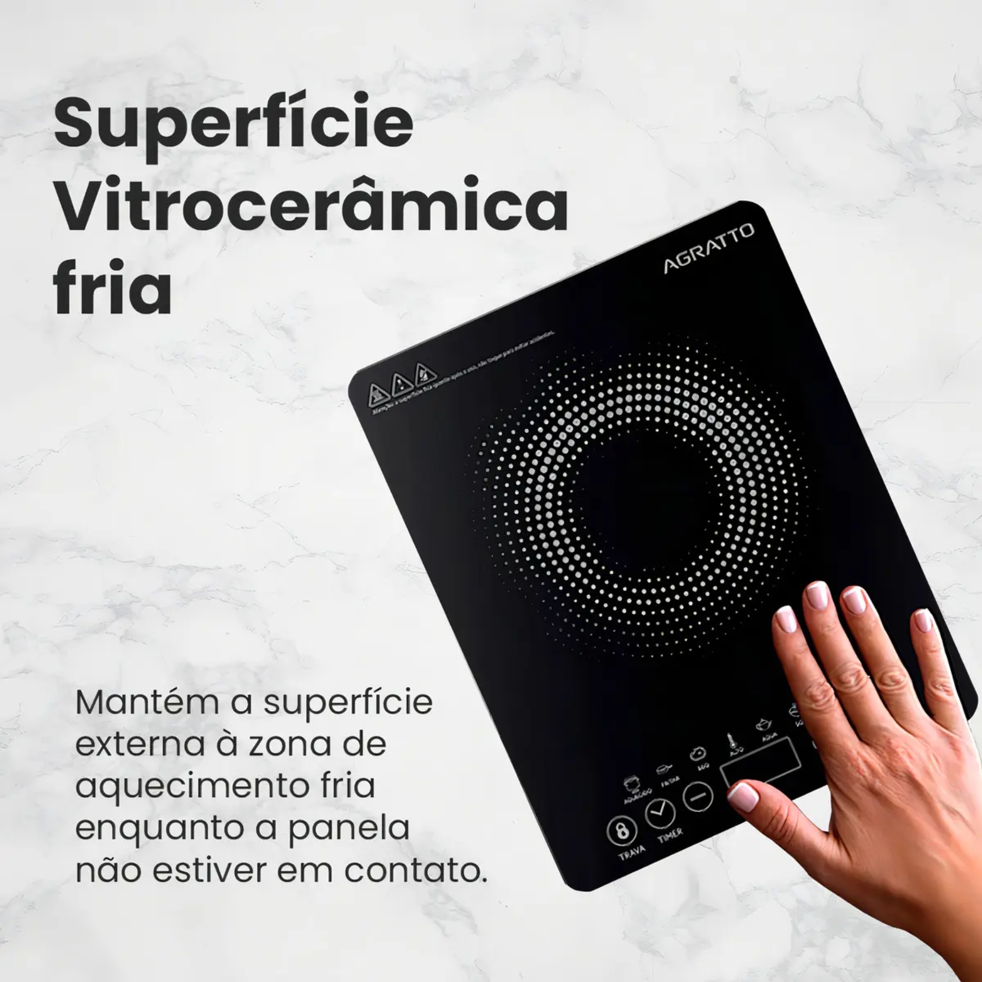 Cooktop Indução ACKI01I 1 Boca C/ Controle Temperatura 1200W 127V Agratto - 14464