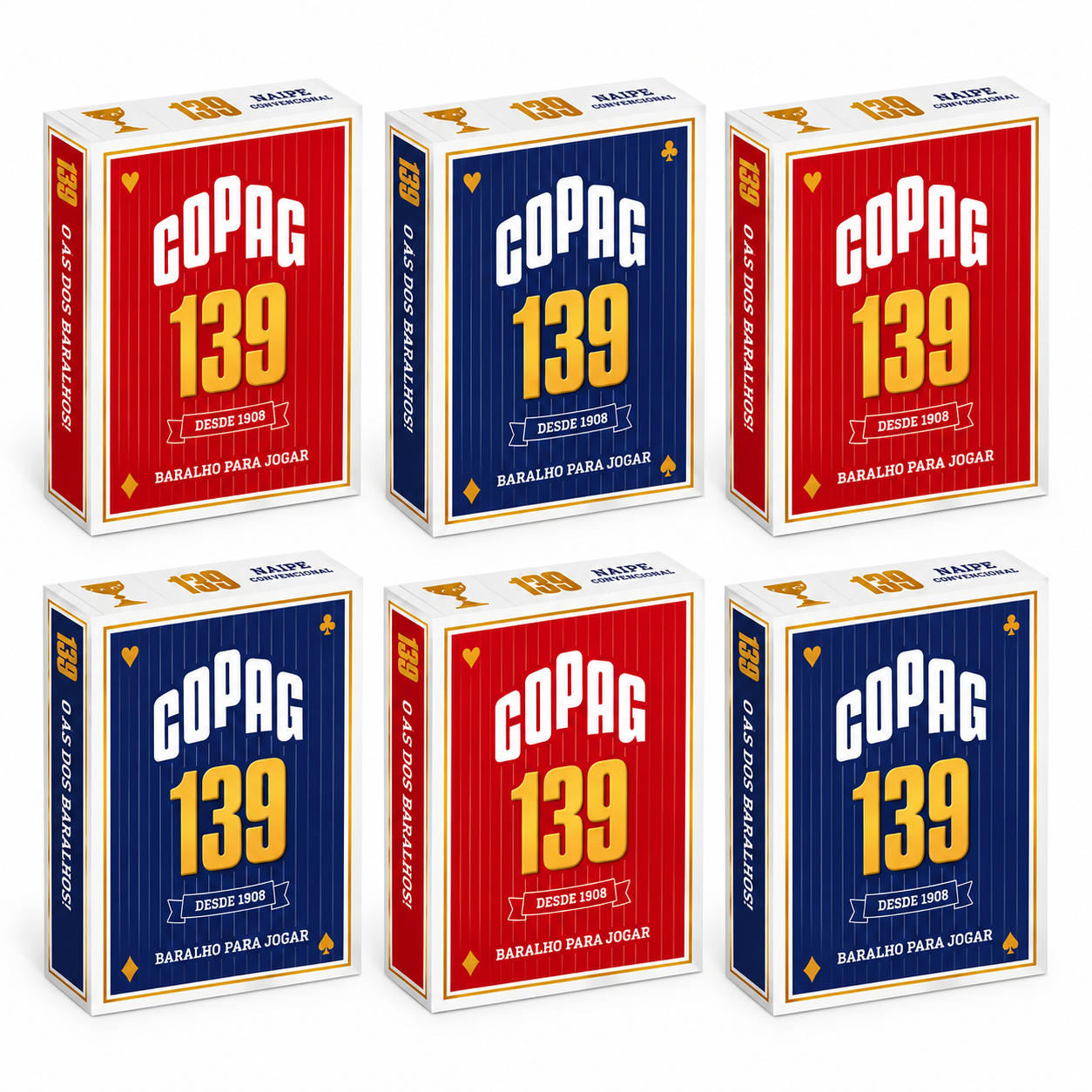 Kit 6 Baralhos 139 Naipe Convencional 55 Cartas Copag - 91016 CARTUCHO
