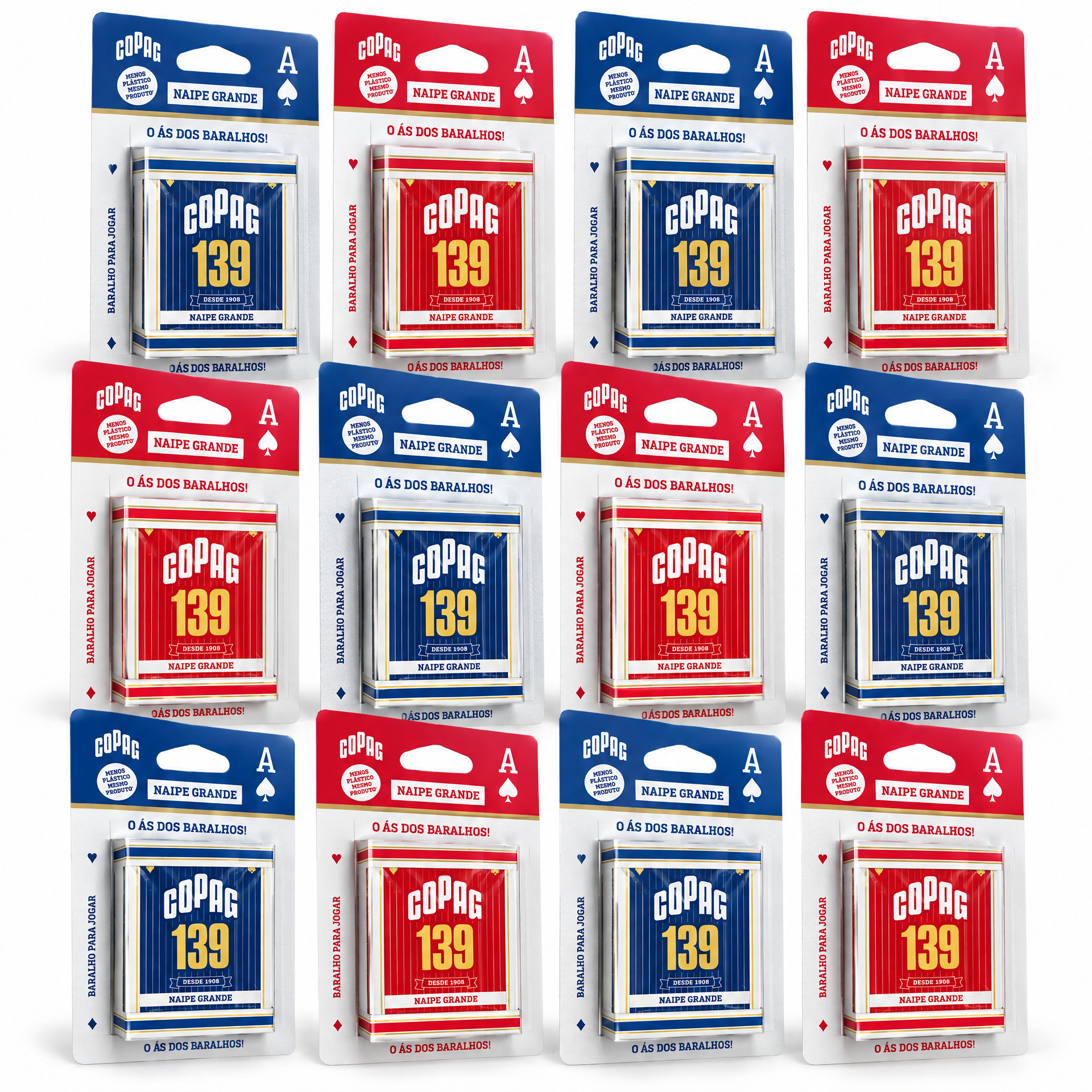 Kit 12 Baralhos 139 Naipe Grande 55 cartas Copag - 36567 BLISTER