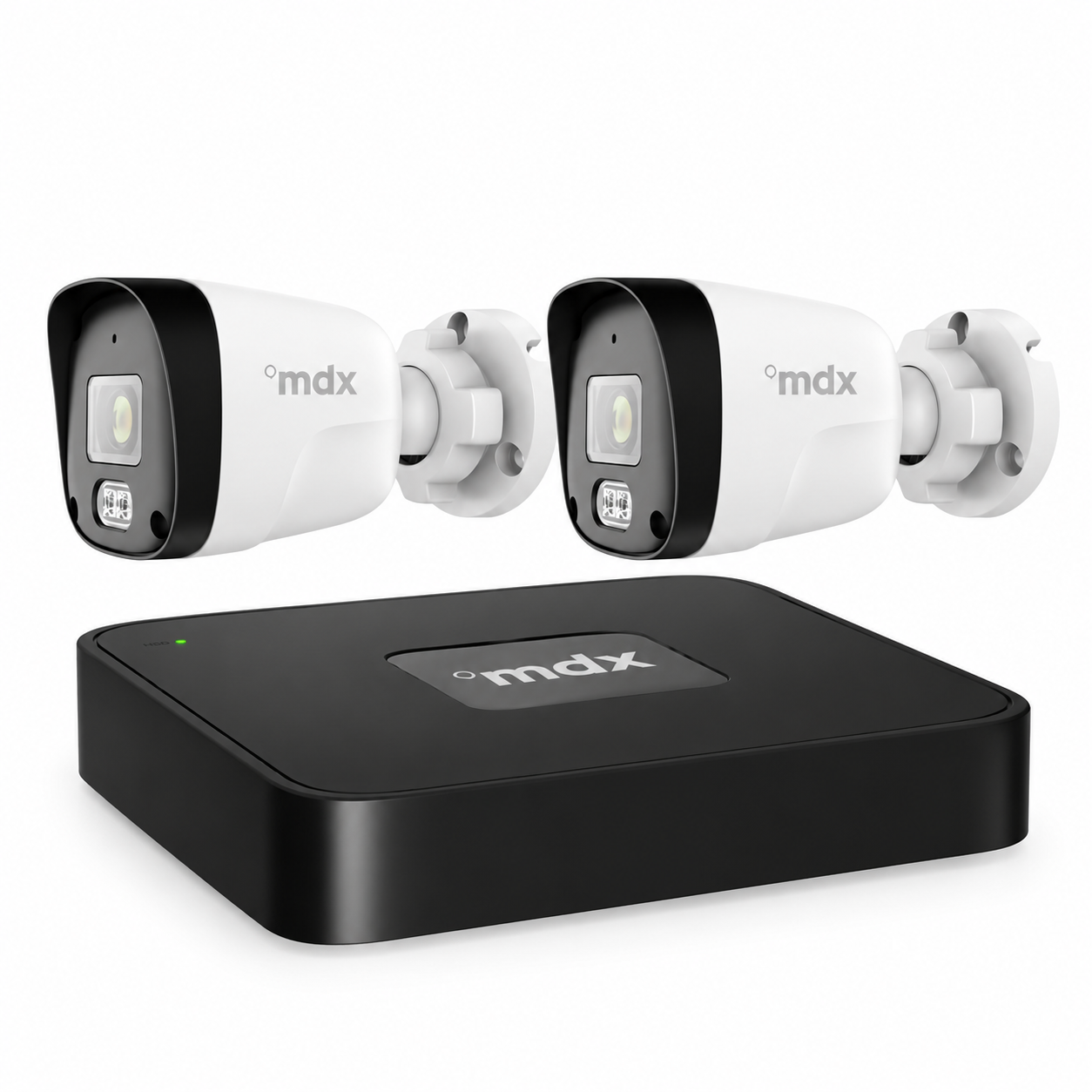 Kit Gravador NVR MDX 8 Canais PoE + 2 Câmeras Bullet IP 2MP 30m Infravermelho