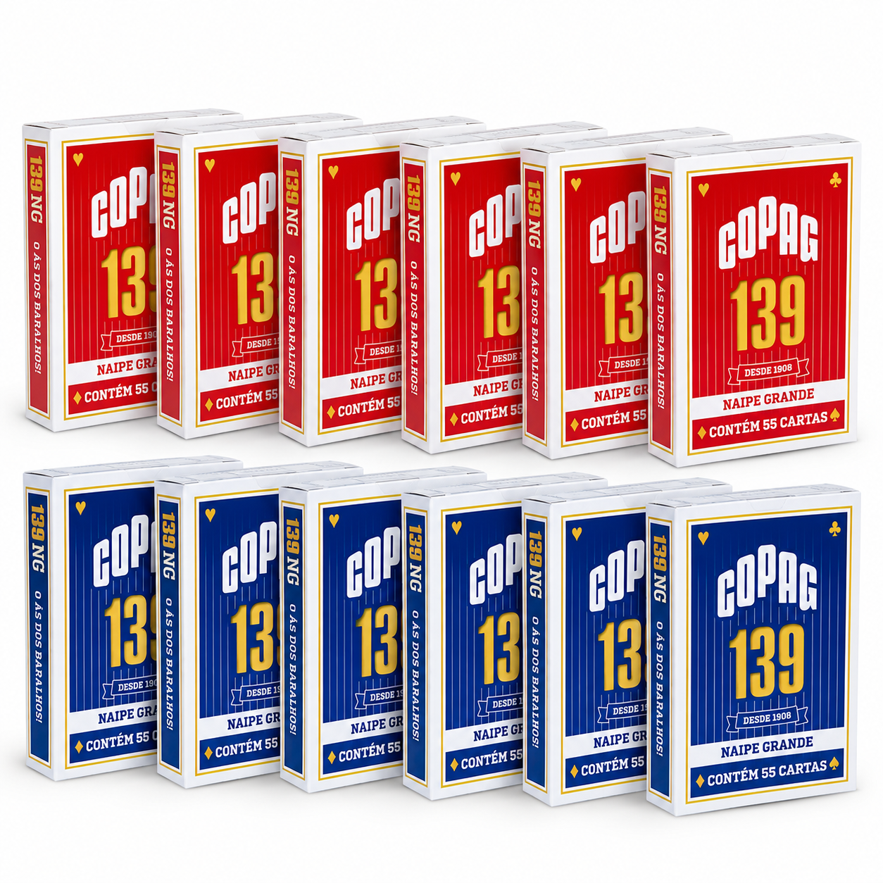 Kit 12 Baralhos 139 Naipe Grande Copag - 91026 CARTUCHO