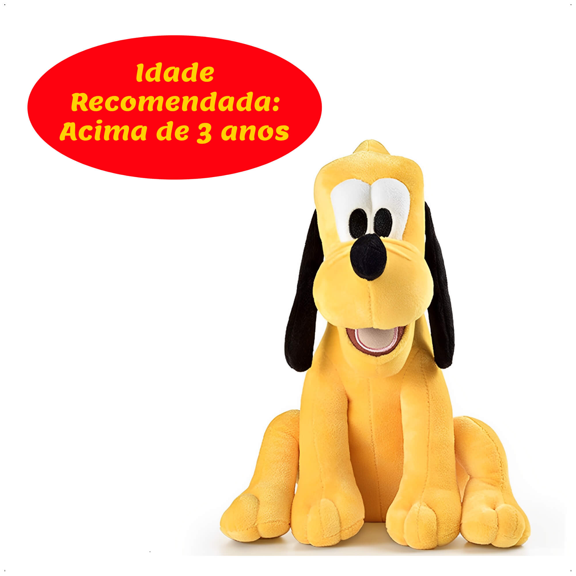 Brinquedo Pelúcia Infantil Pluto C/ Som 33cm A partir de 3 anos Poliéster - Multikids - BR337