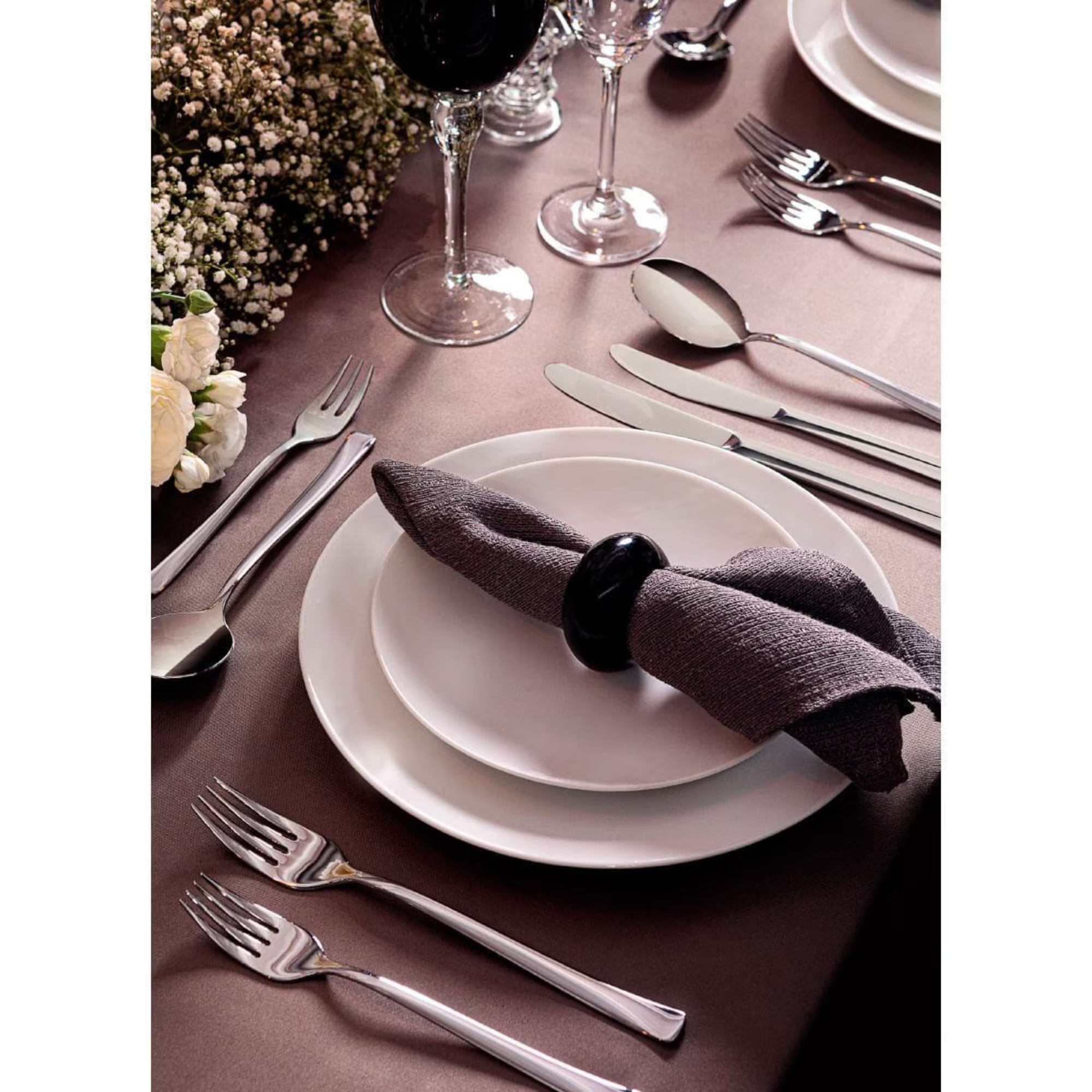 Kit Talheres Buzios Tramontina e jogo de jantar - Porcelana + Aço Inox