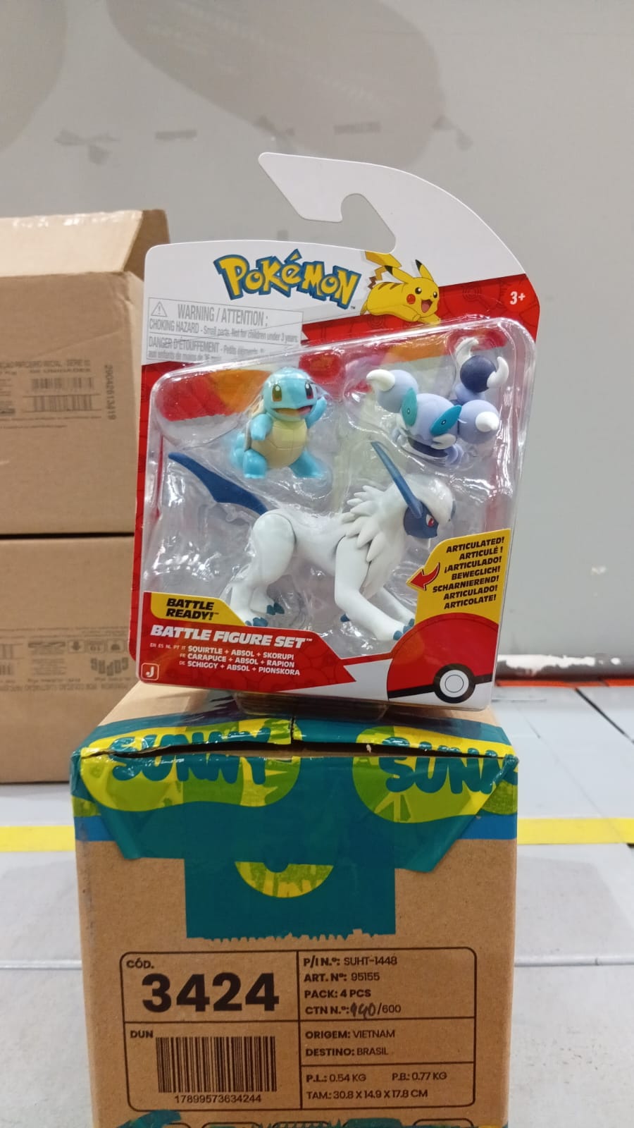 SET FIGURAS DE BATALHA POKEMON SQUIRTLE + ABSOL + SKORUPI Sunny - 003424