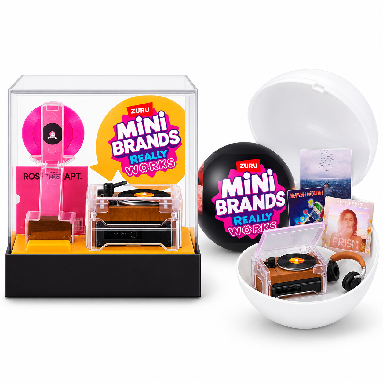 Playset Toca-Discos Mini Brands Relly Works Vinyl + 1 Mini Brands Colecionáveis Candide