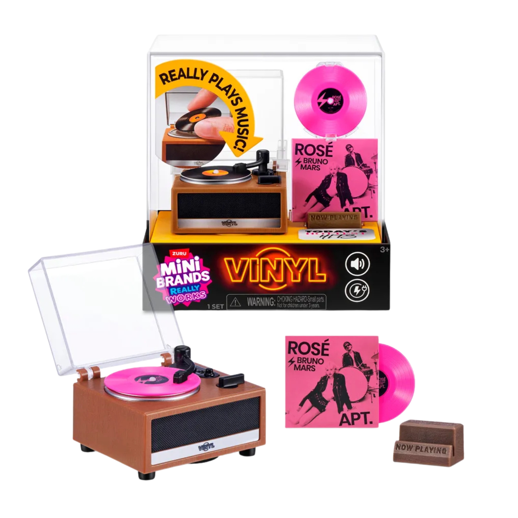 Playset Toca-Discos Mini Brands Relly Works Vinyl + 1 Mini Brands Colecionáveis Candide