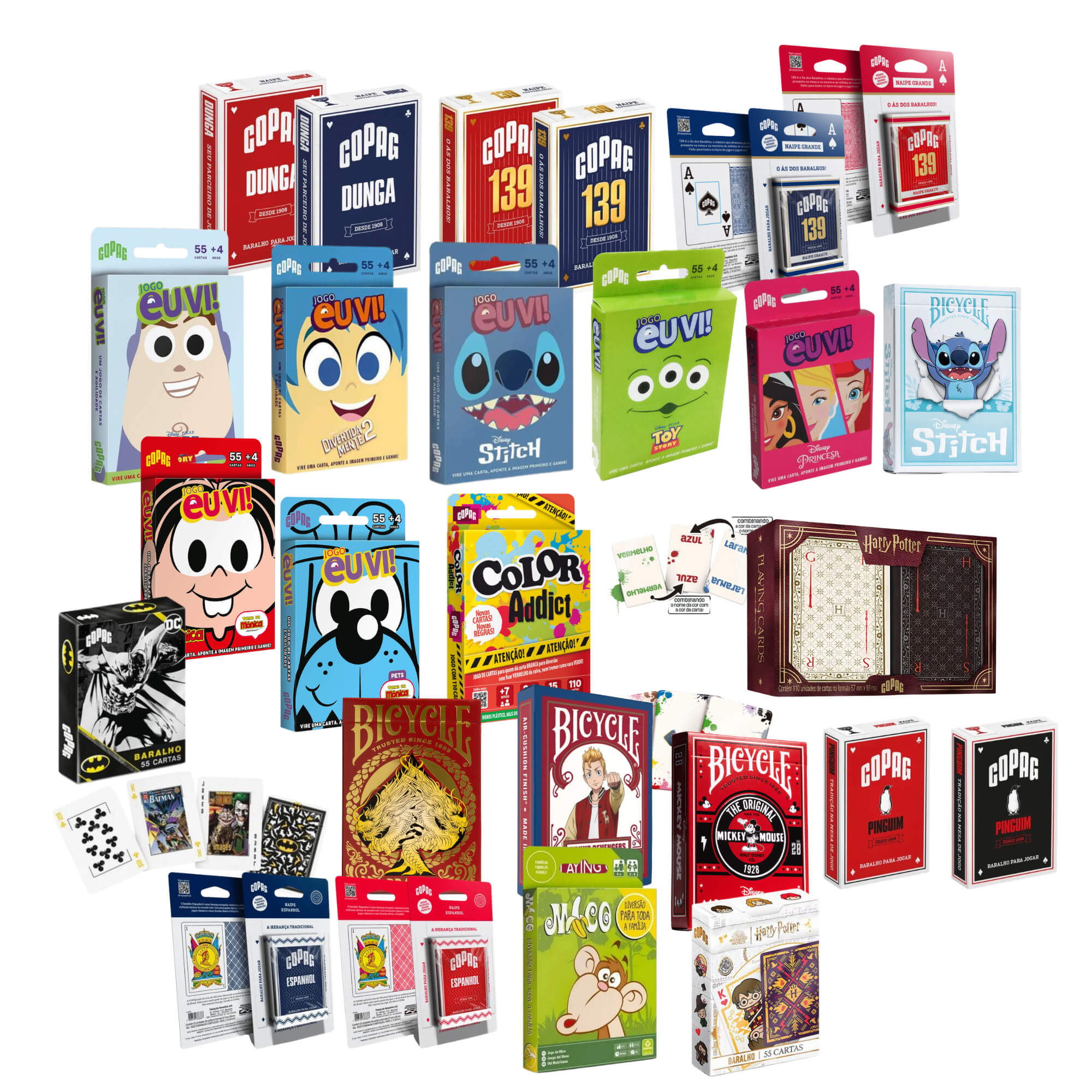 Kit 3 Especial Copag BR Mania - Mix Completo de 26 Produtos entre Baralhos e Jogos