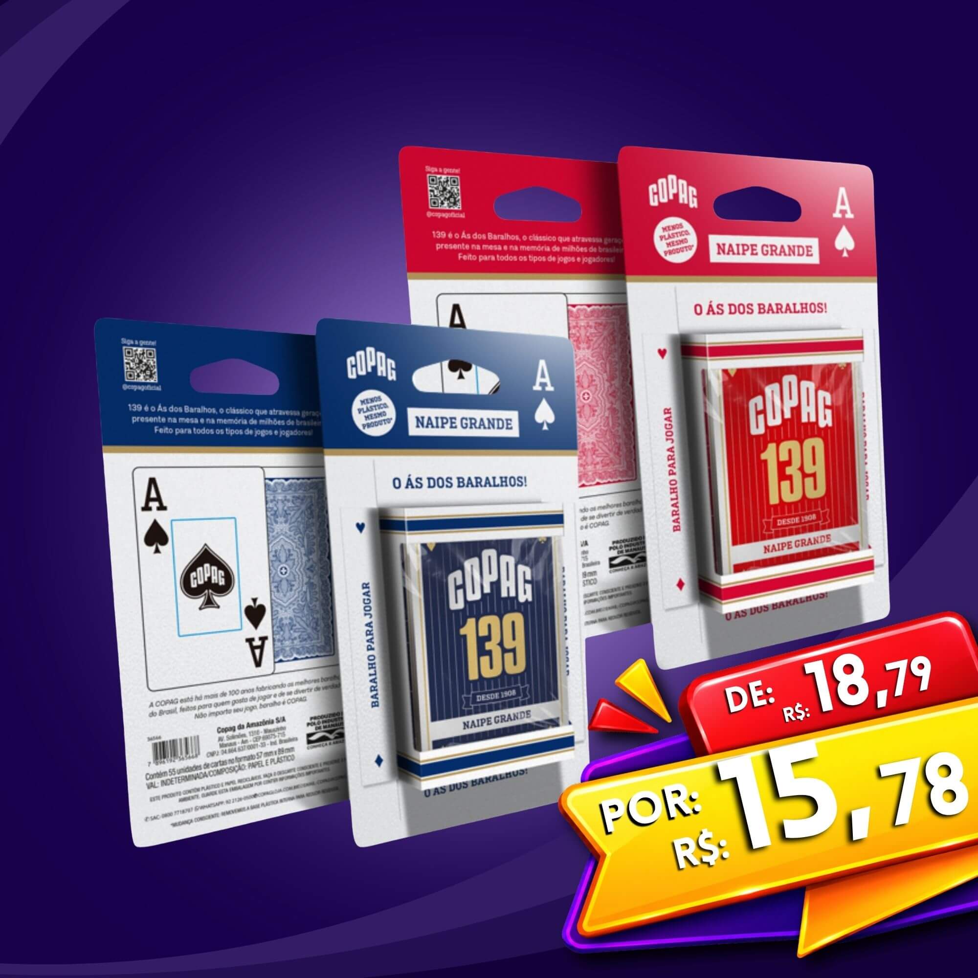 Kit 3 Especial Copag BR Mania - Mix Completo de 26 Produtos entre Baralhos e Jogos