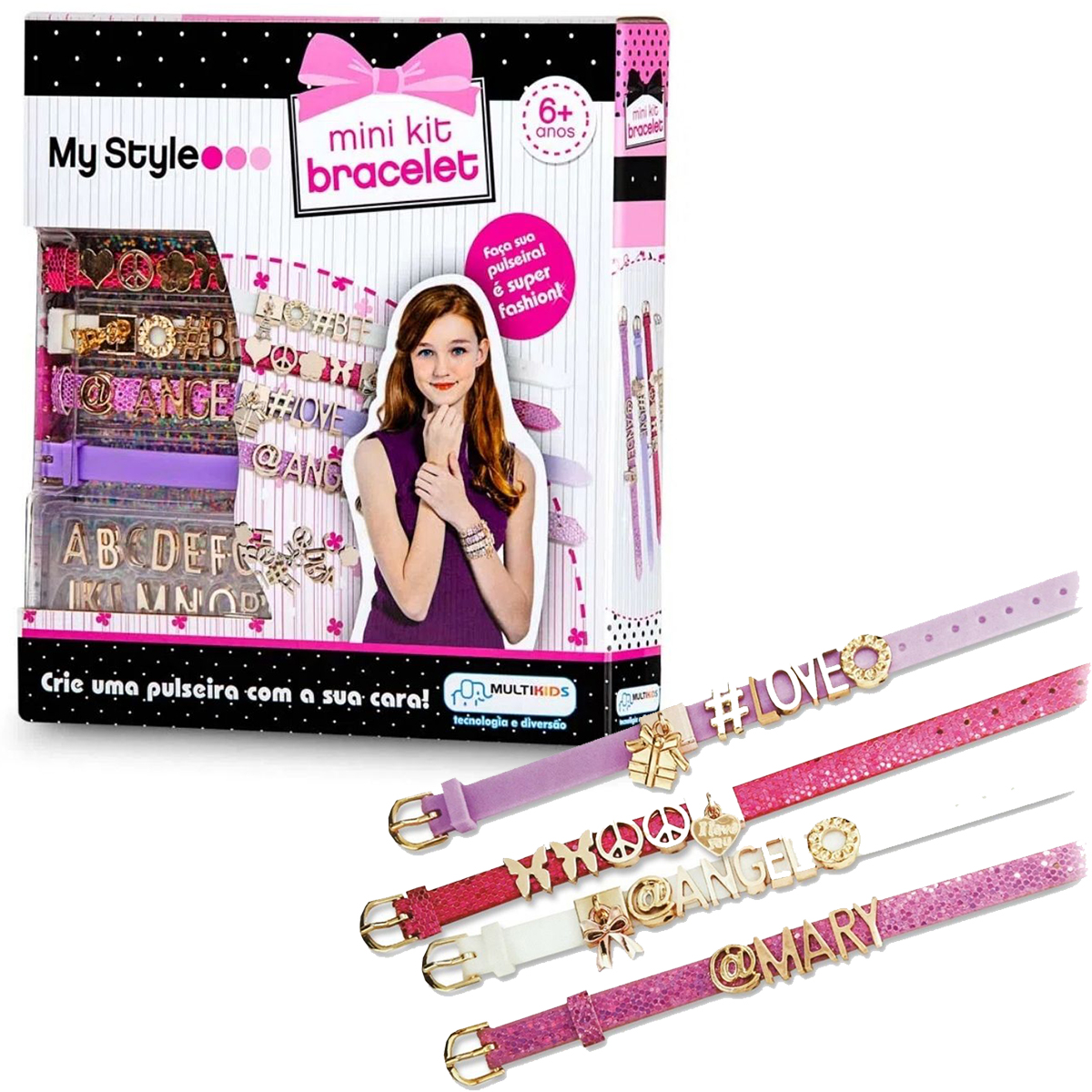 Pulseiras My Style Mini Kit Com Letras Para Personalizar Multikids - BR100